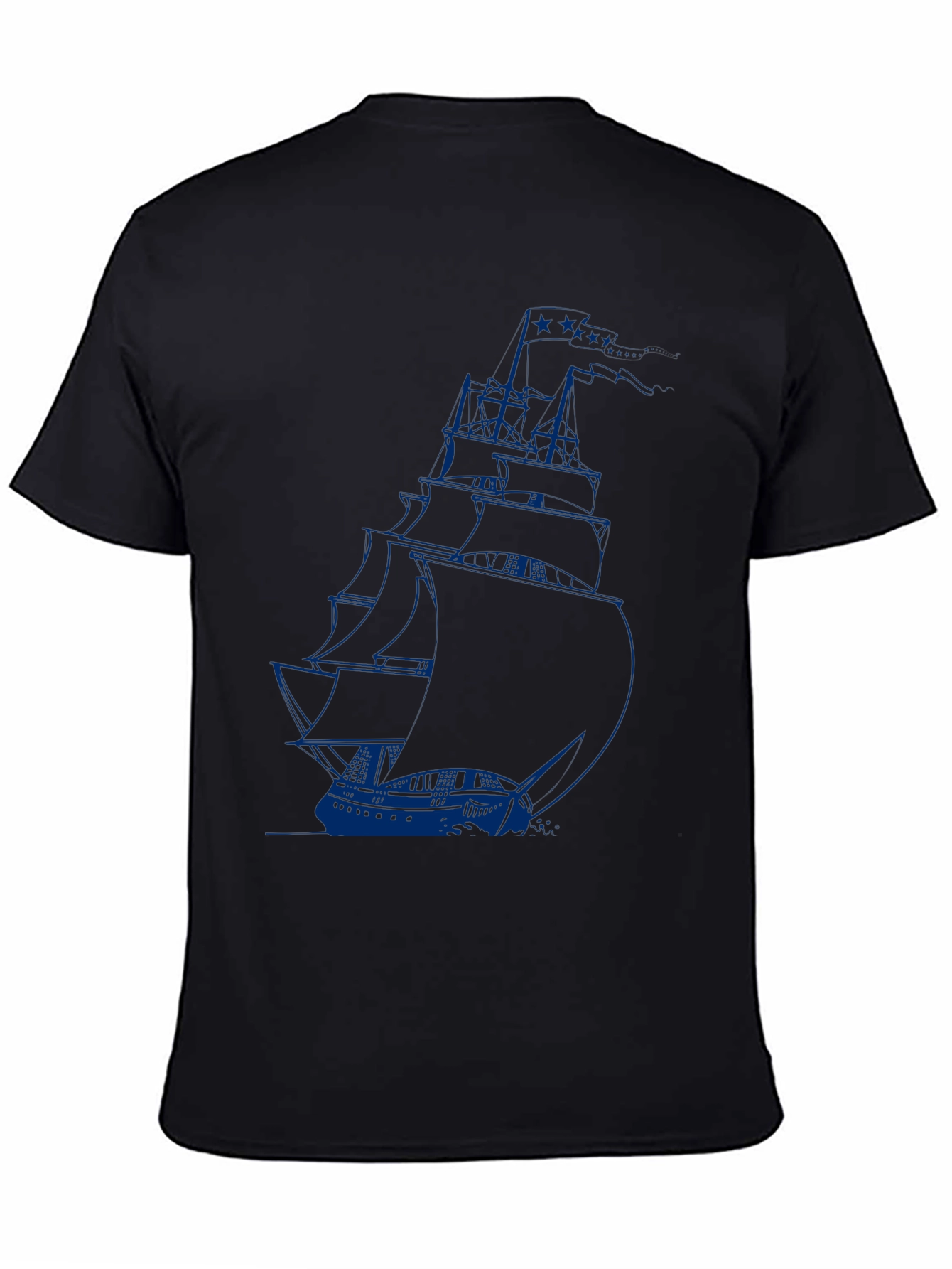 Nautical Sailboat Graphic Tee - Black