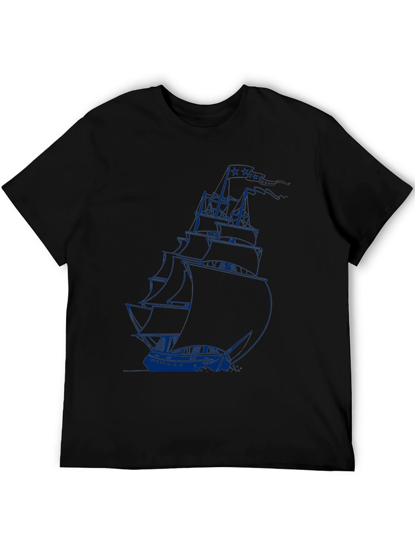 Nautical Sailboat Graphic Tee - Black