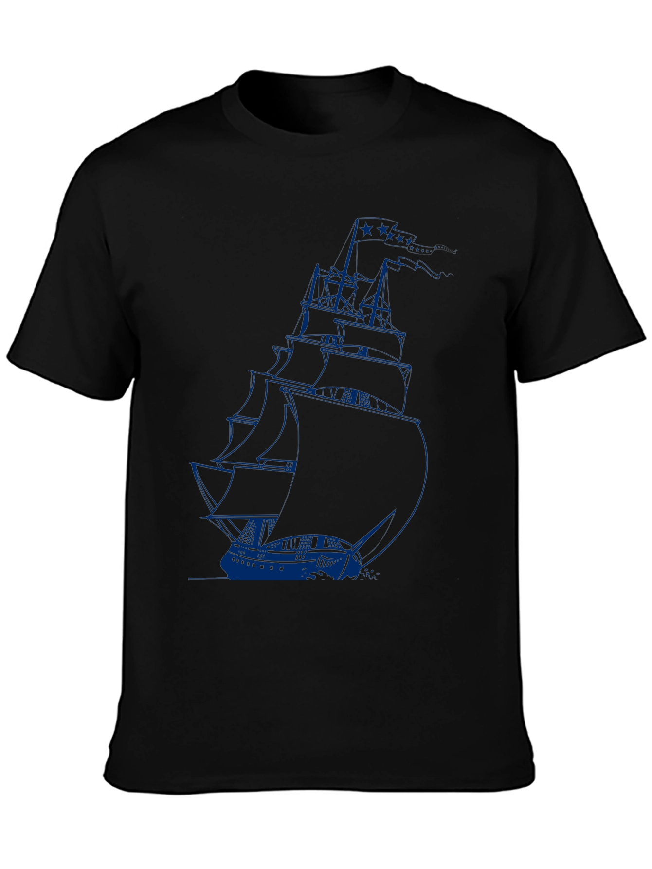 Nautical Sailboat Graphic Tee - Black
