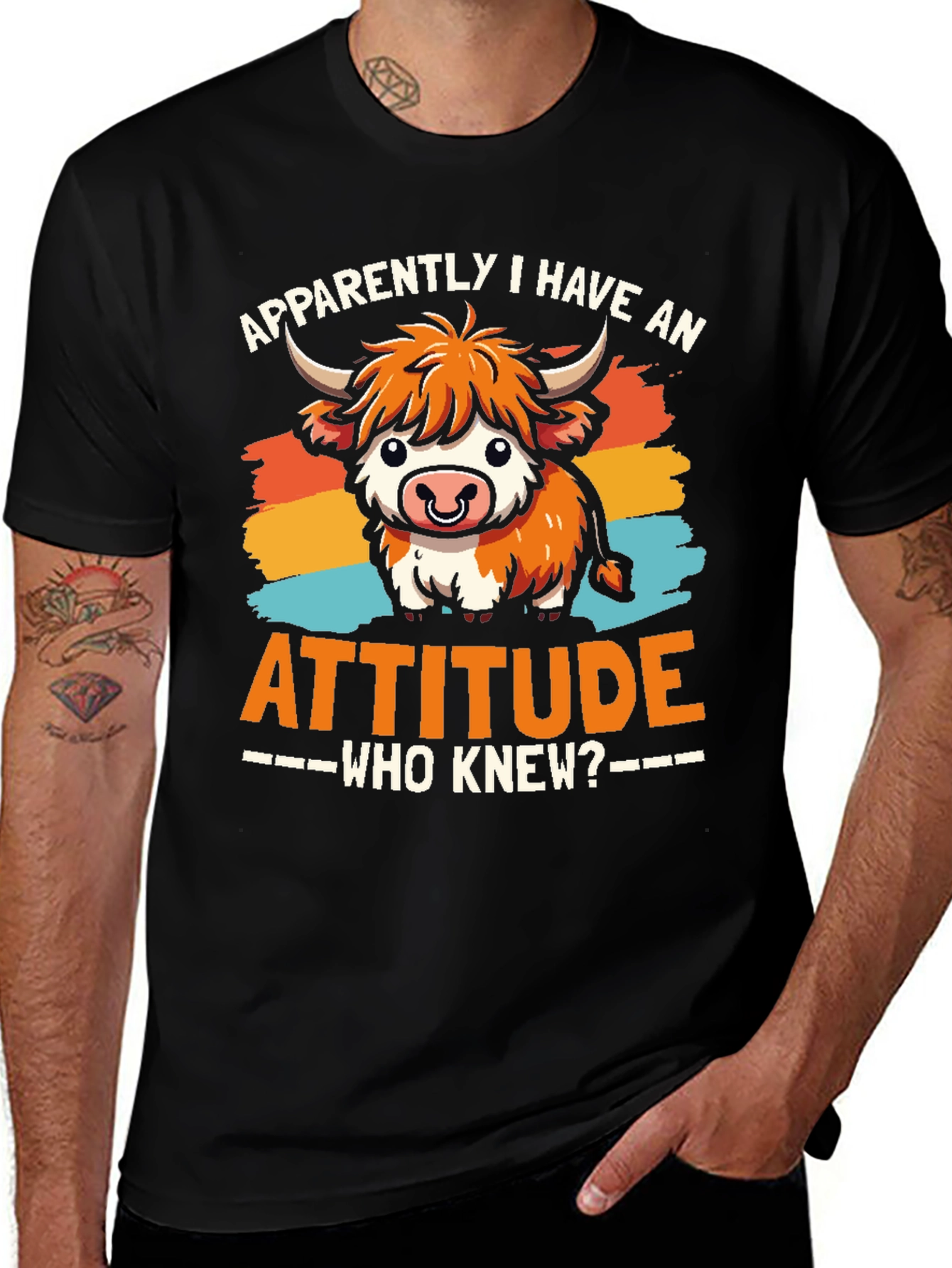 Attitude Cow Graphic Tee - Trendy Unisex T-Shirt