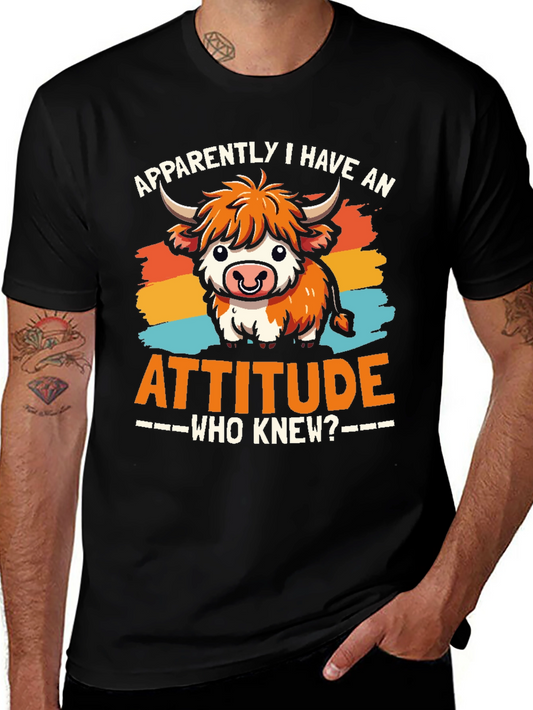 Attitude Cow Graphic Tee - Trendy Unisex T-Shirt