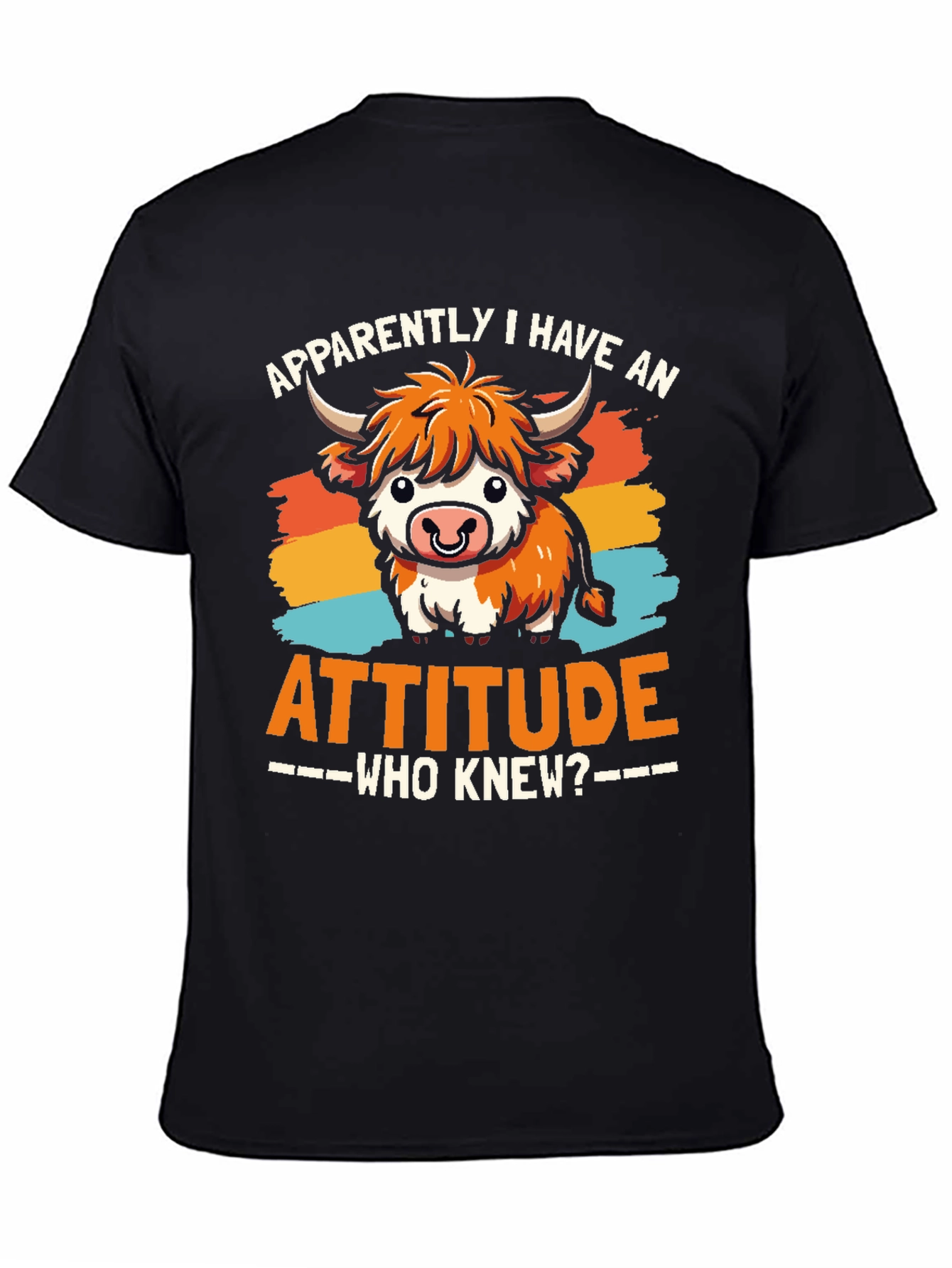 Attitude Cow Graphic Tee - Trendy Unisex T-Shirt
