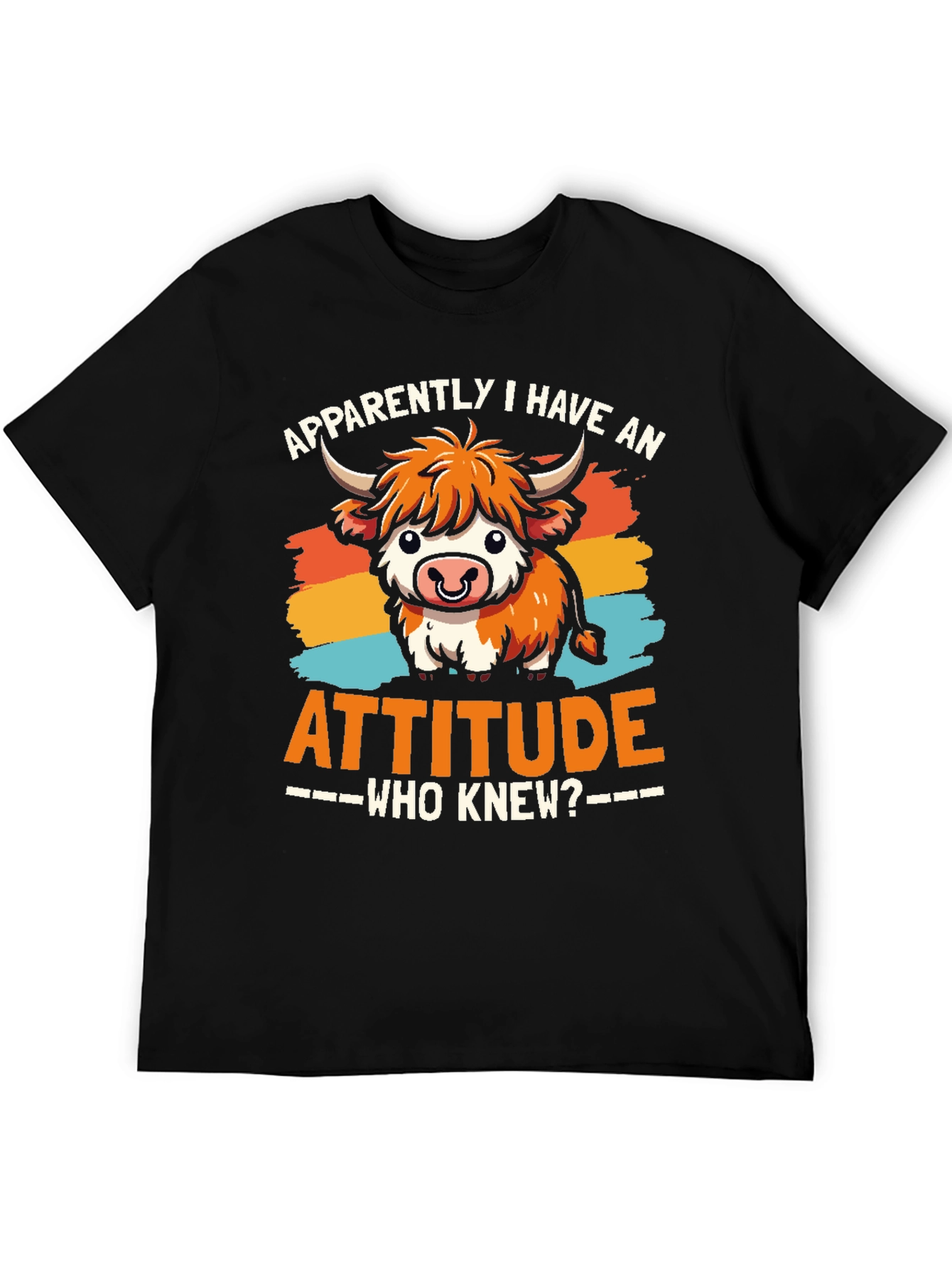 Attitude Cow Graphic Tee - Trendy Unisex T-Shirt