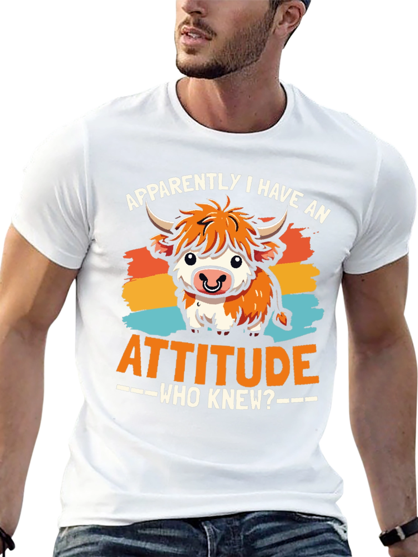 Attitude Cow Graphic Tee - Trendy Unisex T-Shirt