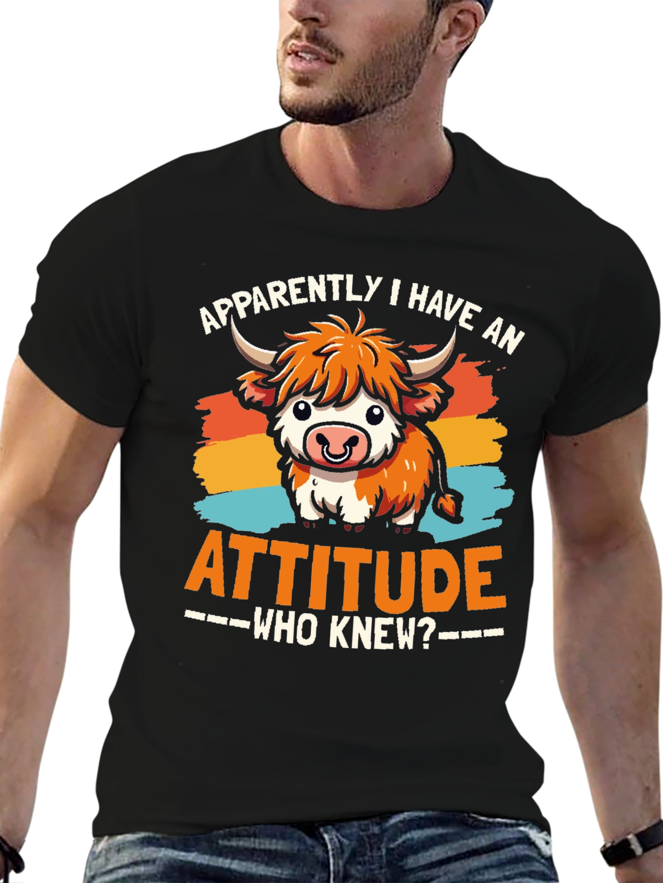 Attitude Cow Graphic Tee - Trendy Unisex T-Shirt