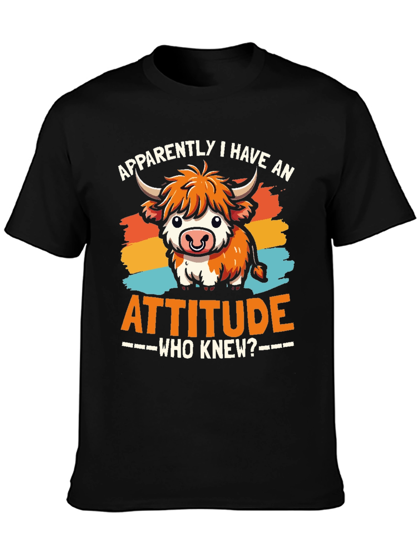 Attitude Cow Graphic Tee - Trendy Unisex T-Shirt