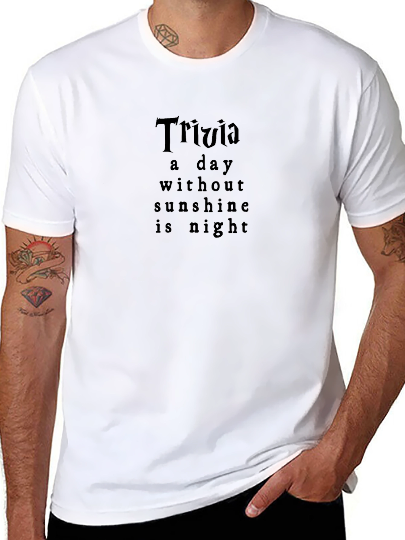 Trivia Dark Graphic Tee - A Day Without Sunshine