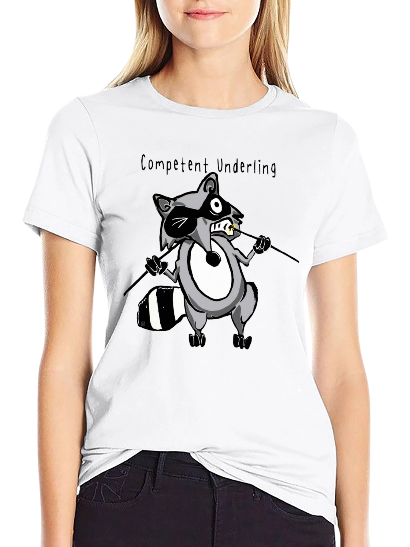 Competent Underling Graphic T-Shirt - Unique Raccoon Design