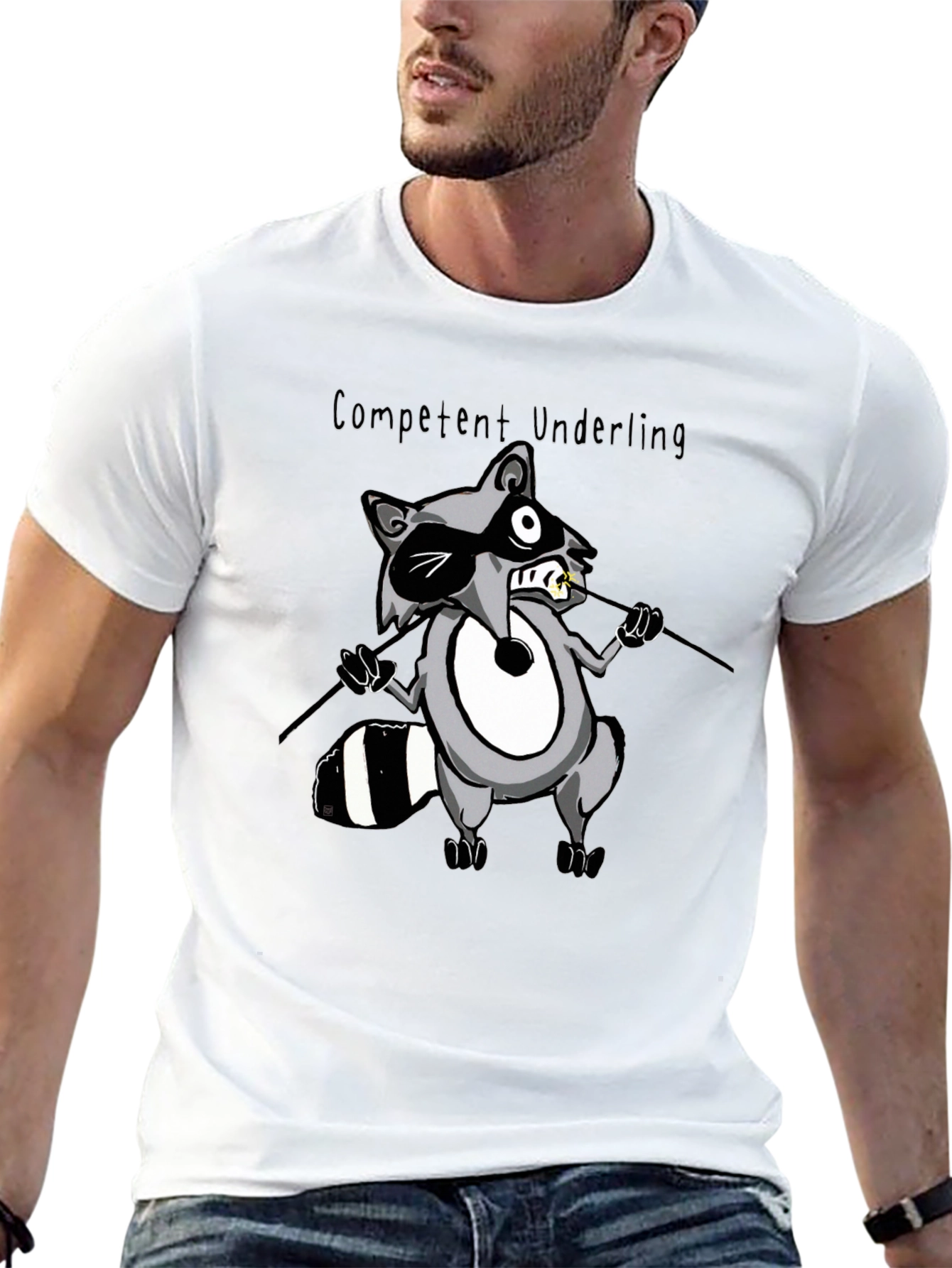 Competent Underling Graphic T-Shirt - Unique Raccoon Design