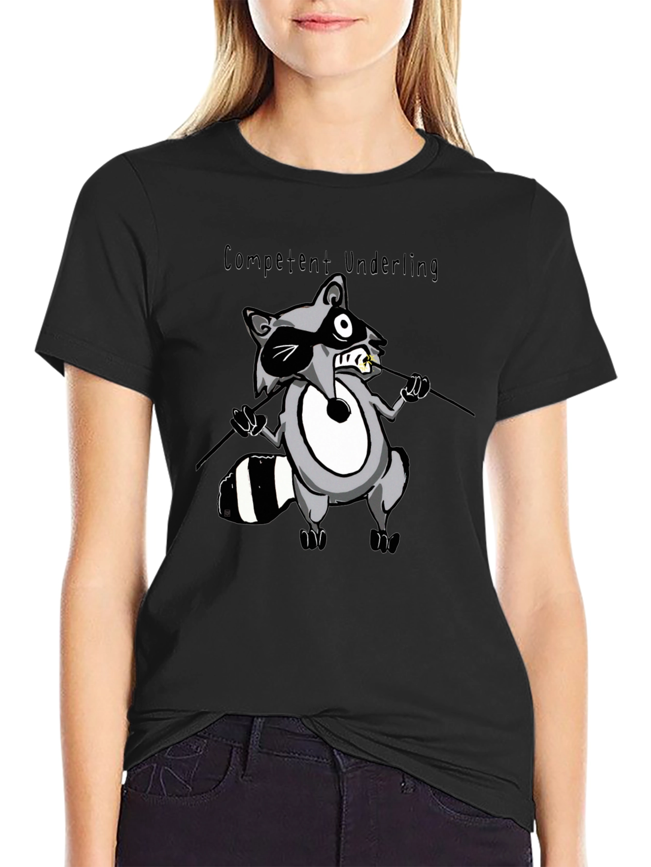 Competent Underling Graphic T-Shirt - Unique Raccoon Design