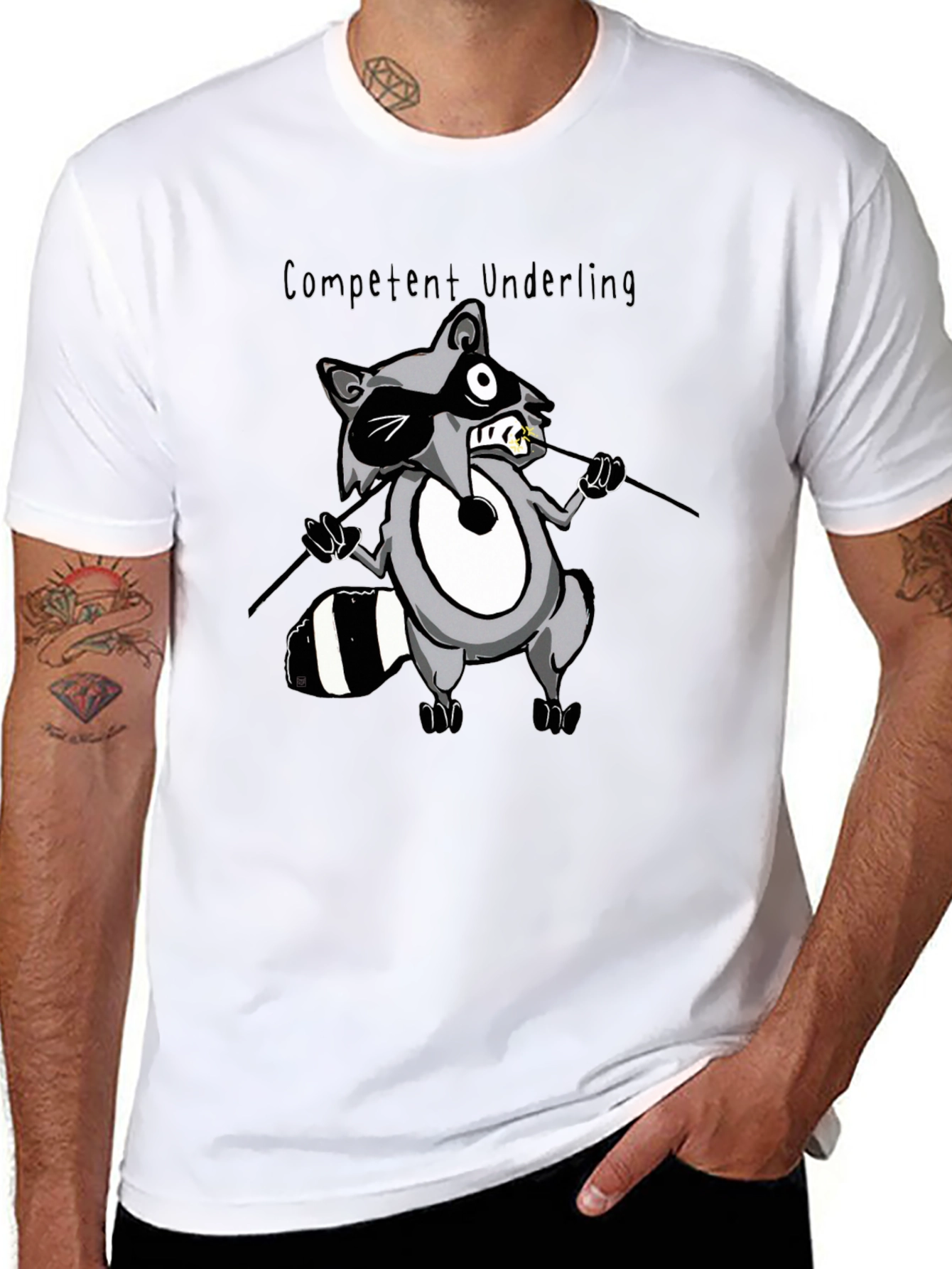 Competent Underling Graphic T-Shirt - Unique Raccoon Design