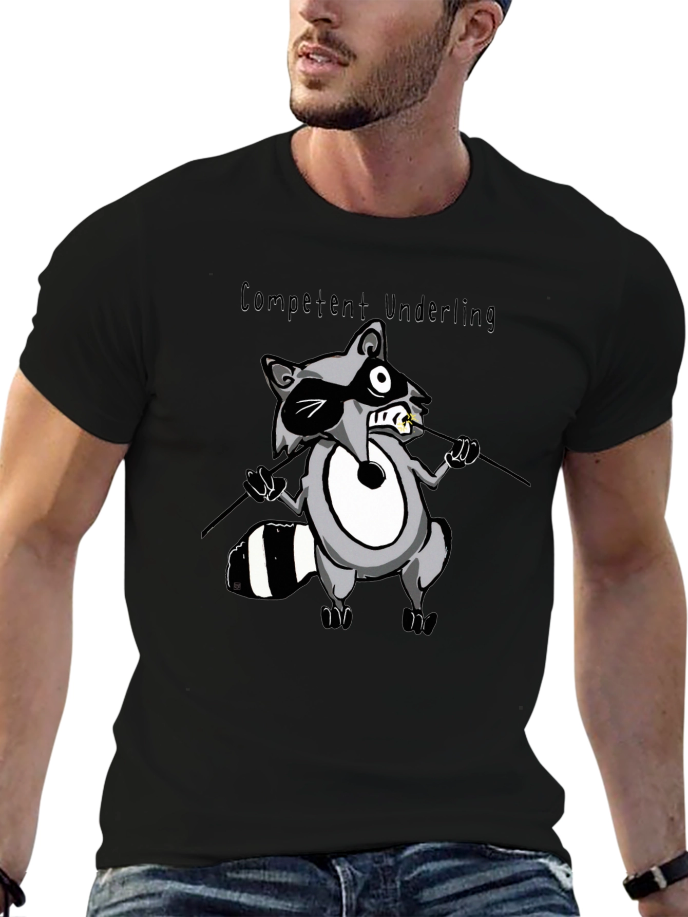 Competent Underling Graphic T-Shirt - Unique Raccoon Design
