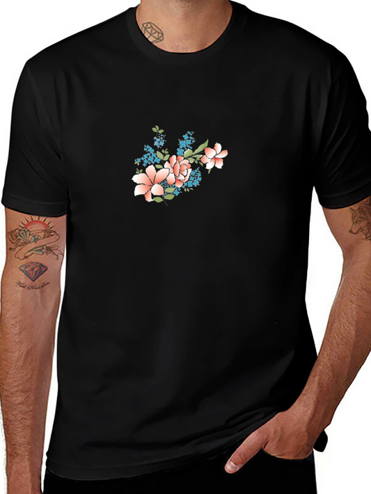 Floral Print Black T-Shirt - Stylish & Comfortable