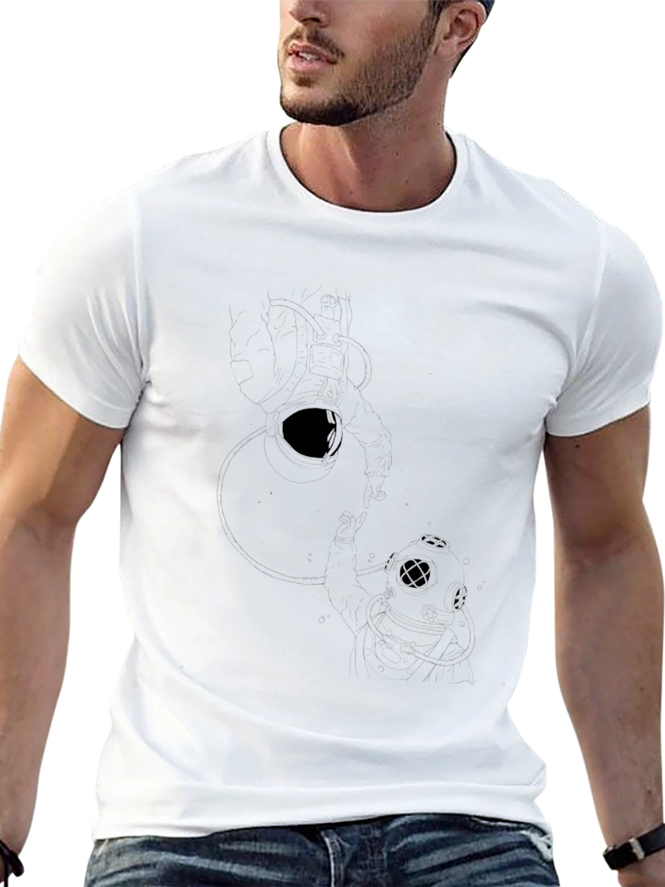 Mens Black Graphic Print Crew Neck T-Shirt