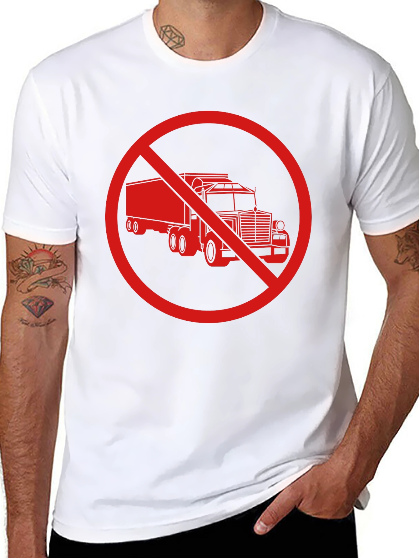 No Trucks Allowed T-Shirt - Black Crew Neck