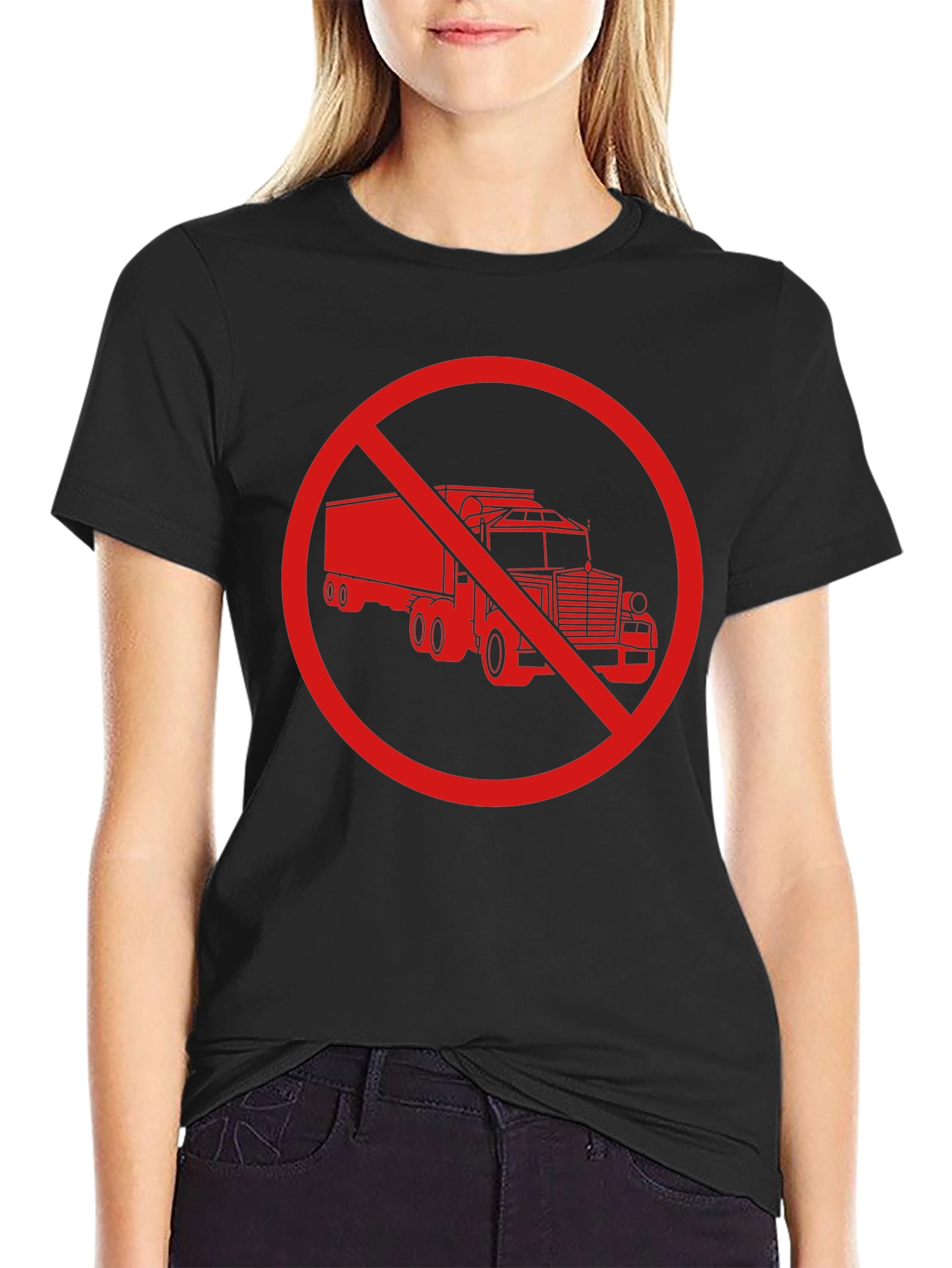 No Trucks Allowed T-Shirt - Black Crew Neck