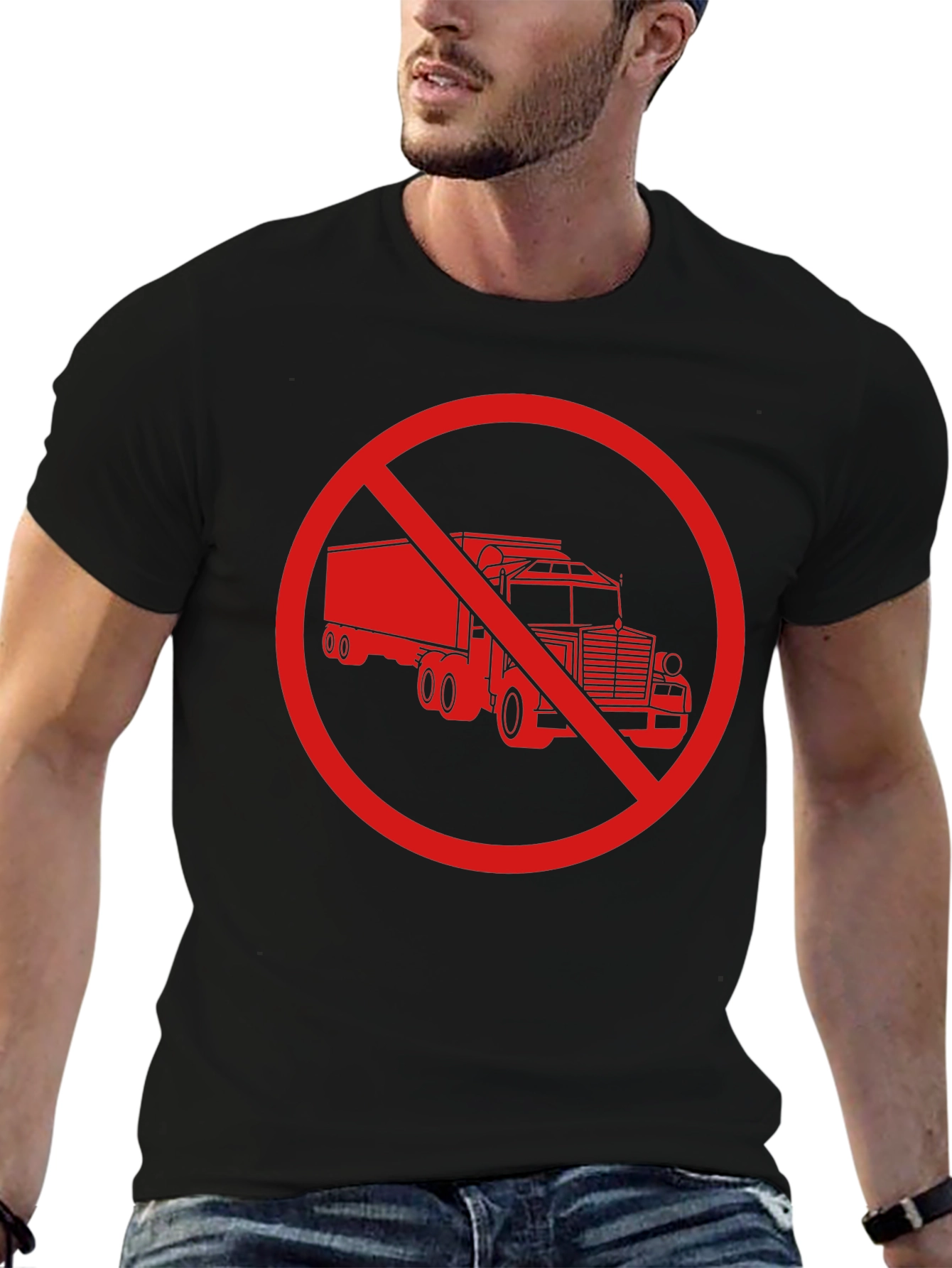 No Trucks Allowed T-Shirt - Black Crew Neck