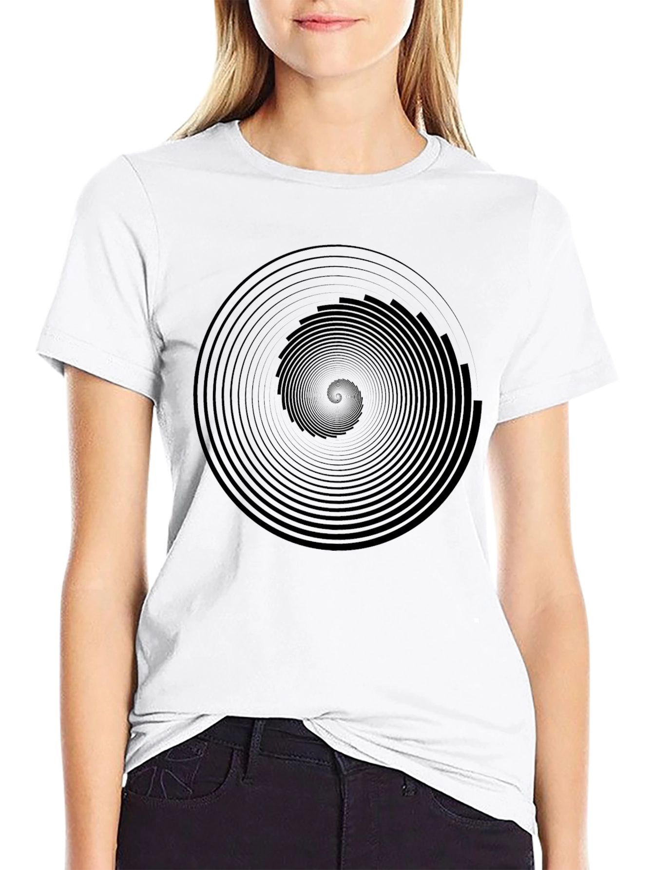 Hypnotic Black Spiral Graphic Tee - Mens Modern Fit
