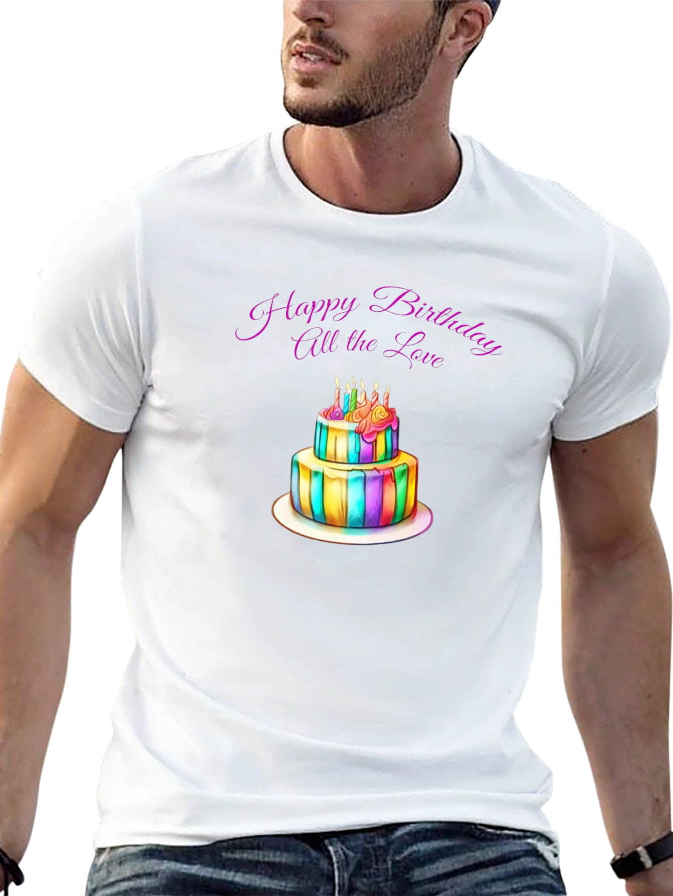 Birthday Cake Graphic Black T-Shirt