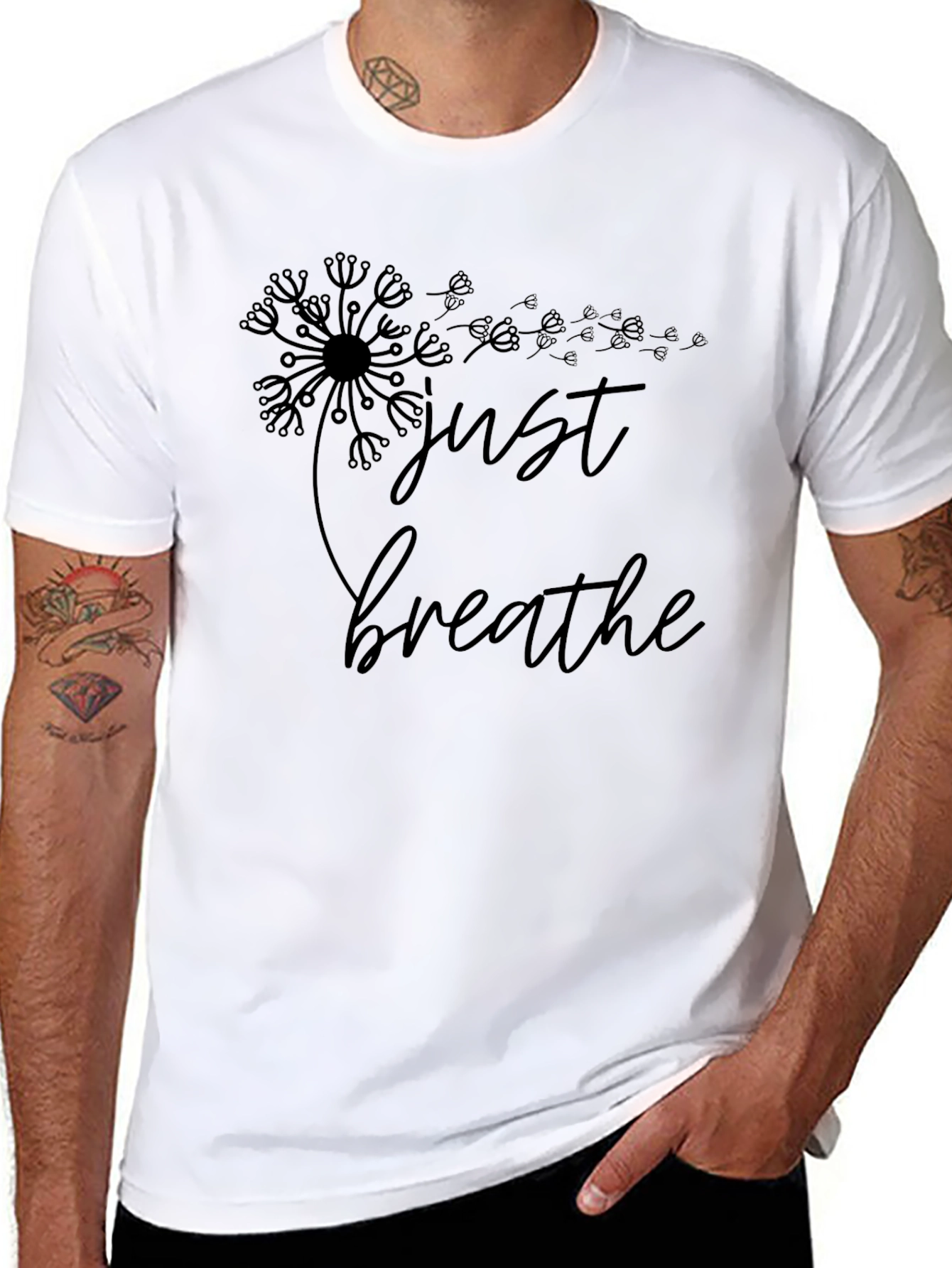 Just Breathe Dandelion Graphic Tee - Relaxed Fit