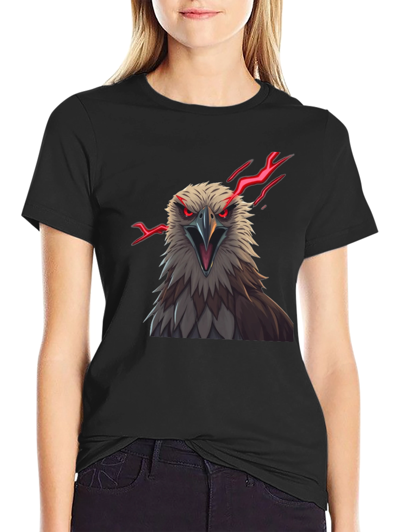 Mens Eagle Graphic Print Tee - Black