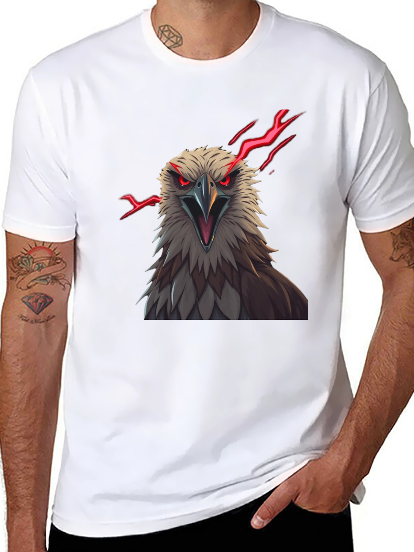 Mens Eagle Graphic Print Tee - Black