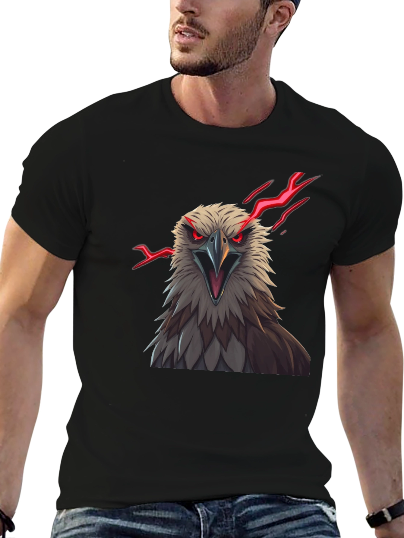 Mens Eagle Graphic Print Tee - Black
