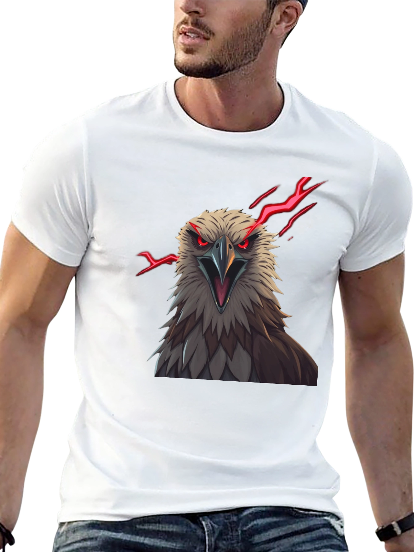 Mens Eagle Graphic Print Tee - Black
