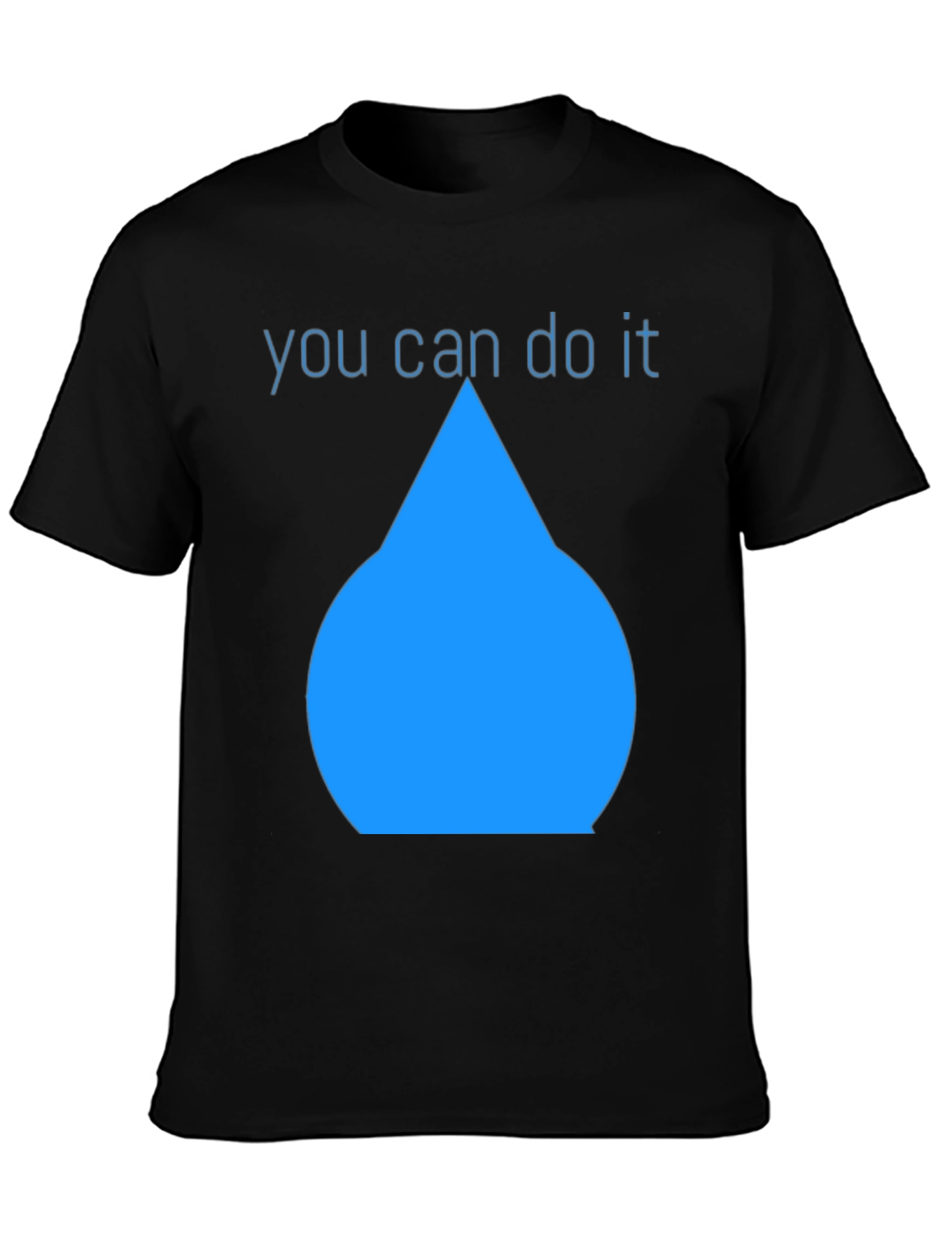 Inspirational Blue Drop Graphic Black T-Shirt