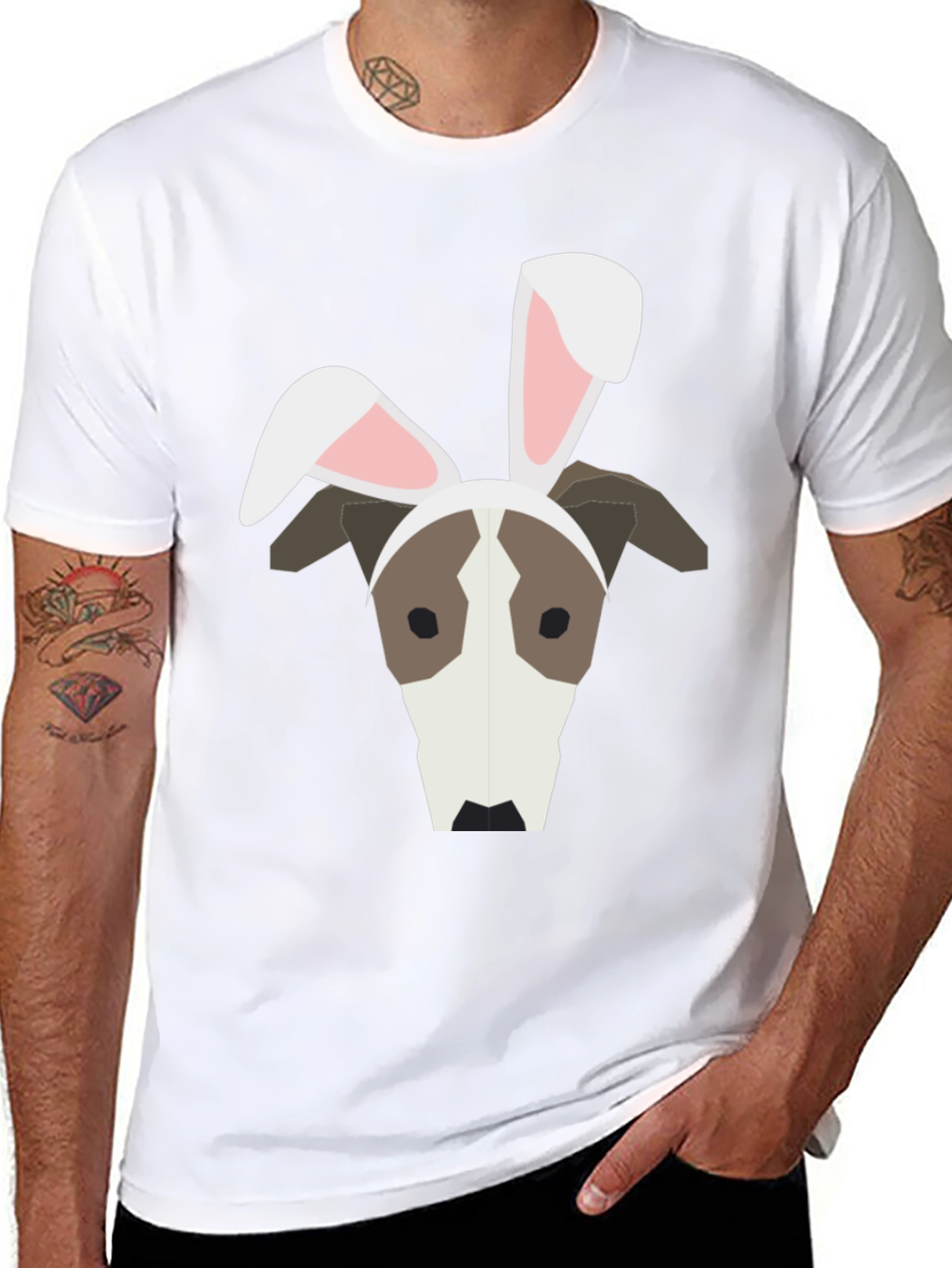 Dog with Bunny Ears Graphic T-Shirt
