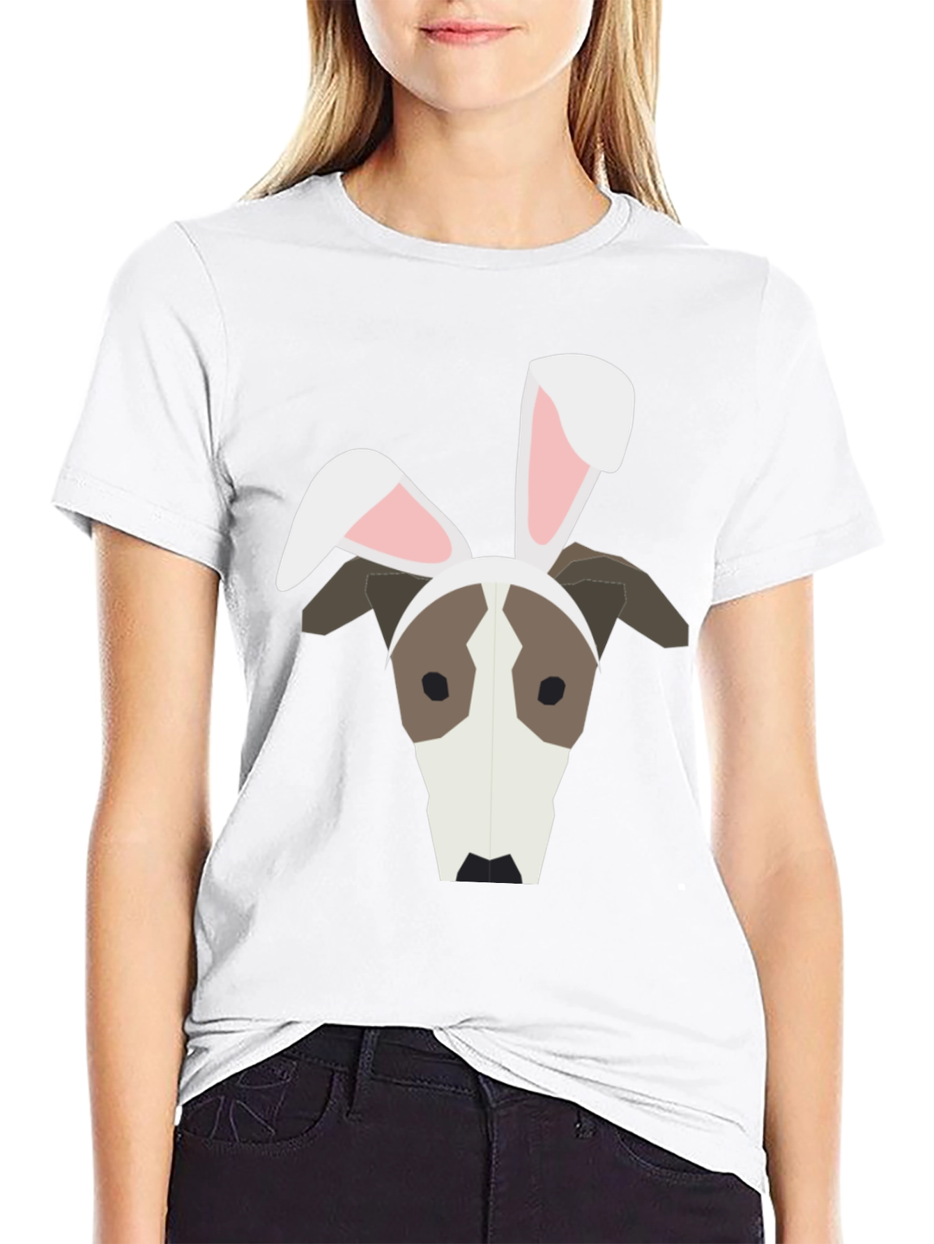 Dog with Bunny Ears Graphic T-Shirt