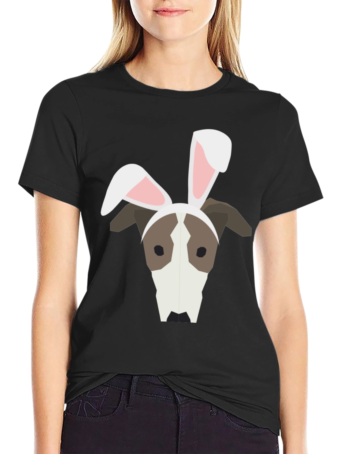 Dog with Bunny Ears Graphic T-Shirt