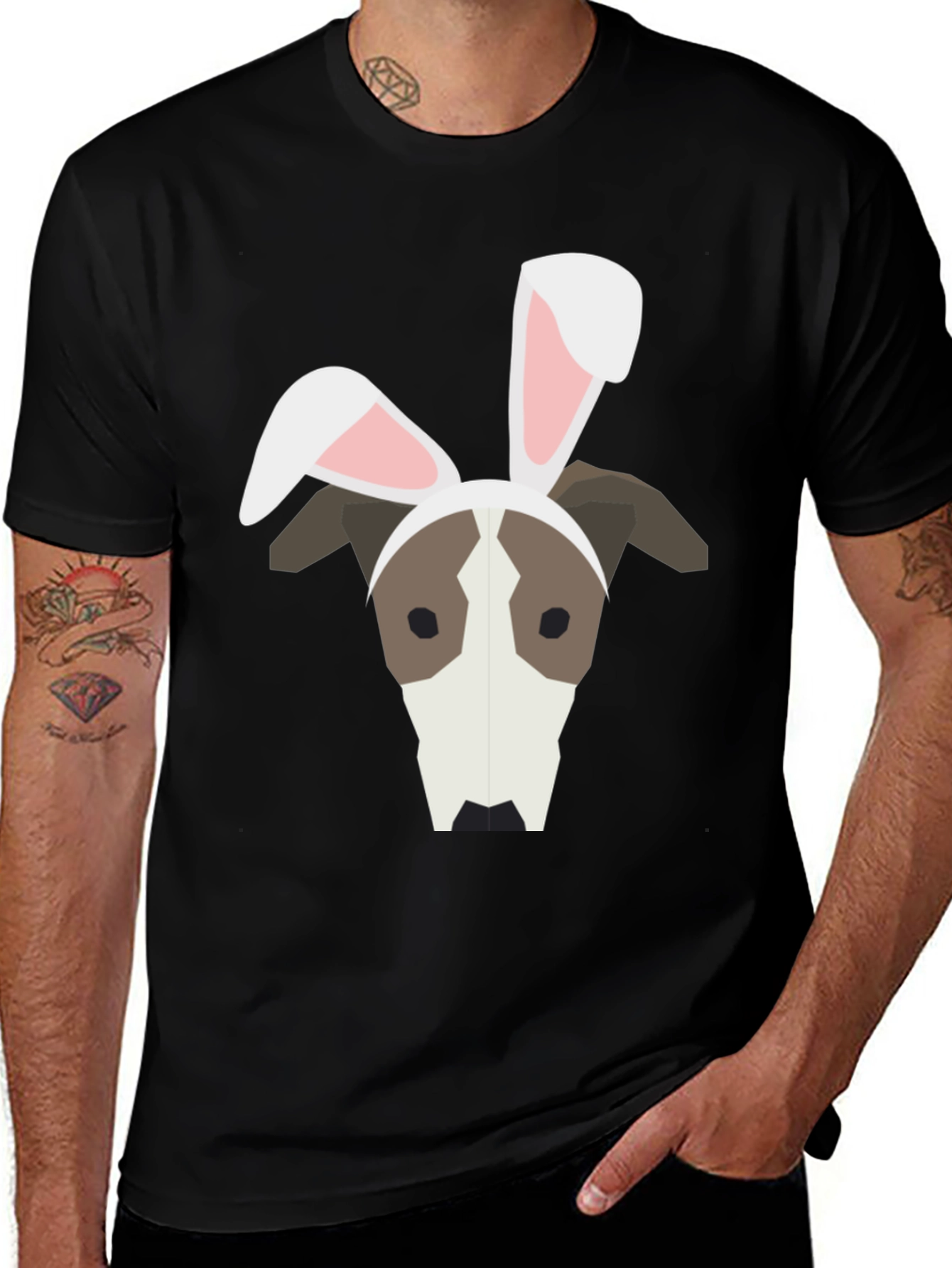 Dog with Bunny Ears Graphic T-Shirt
