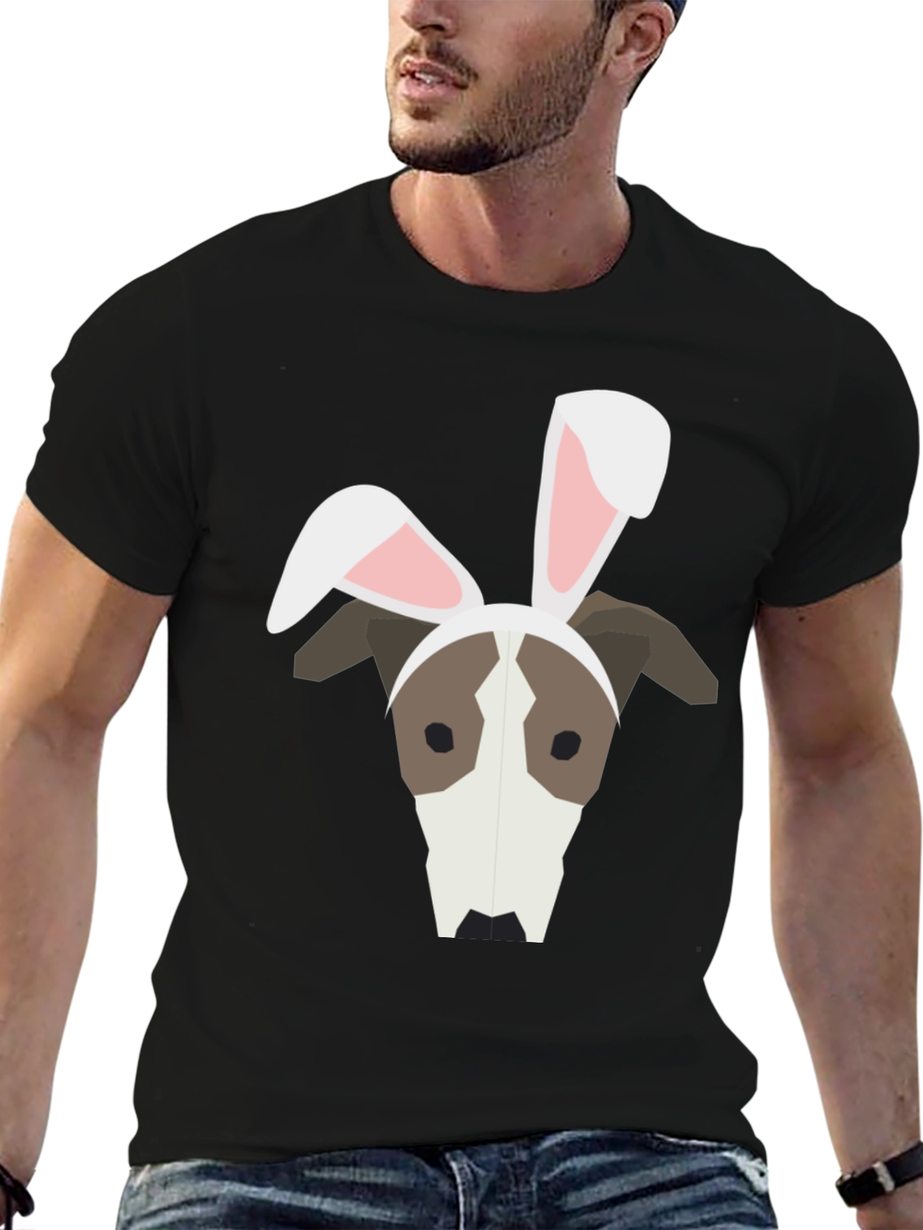 Dog with Bunny Ears Graphic T-Shirt