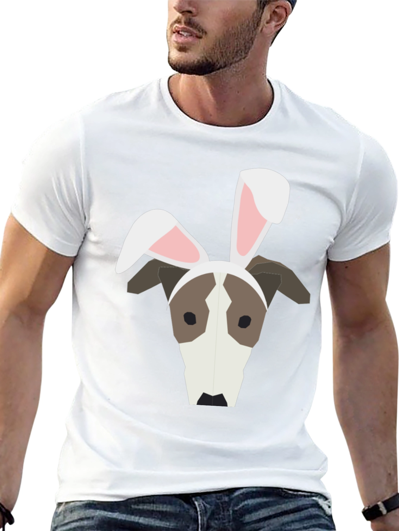 Dog with Bunny Ears Graphic T-Shirt