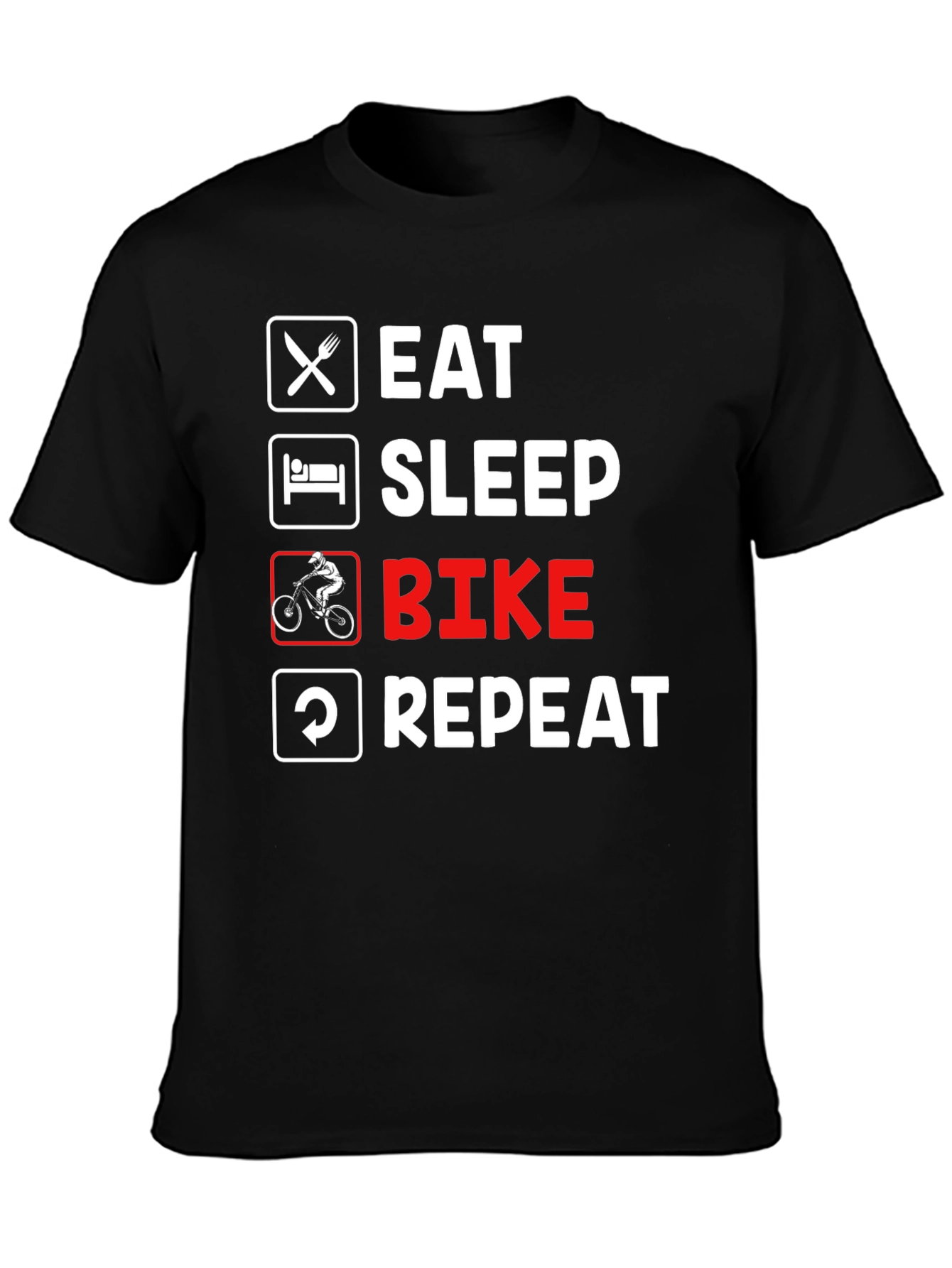Eat Sleep Bike Repeat Black T-Shirt