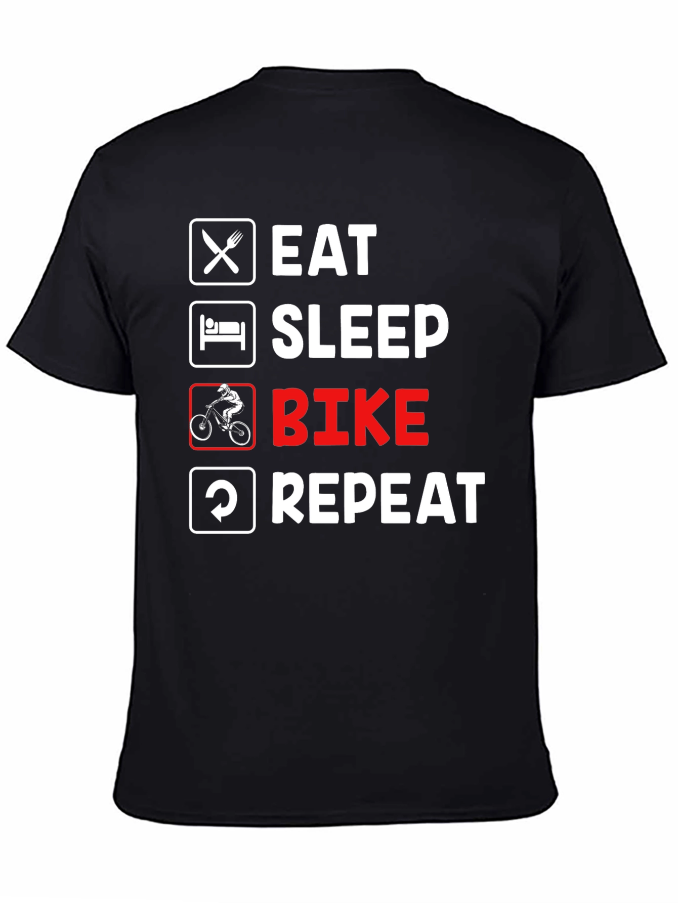 Eat Sleep Bike Repeat Black T-Shirt