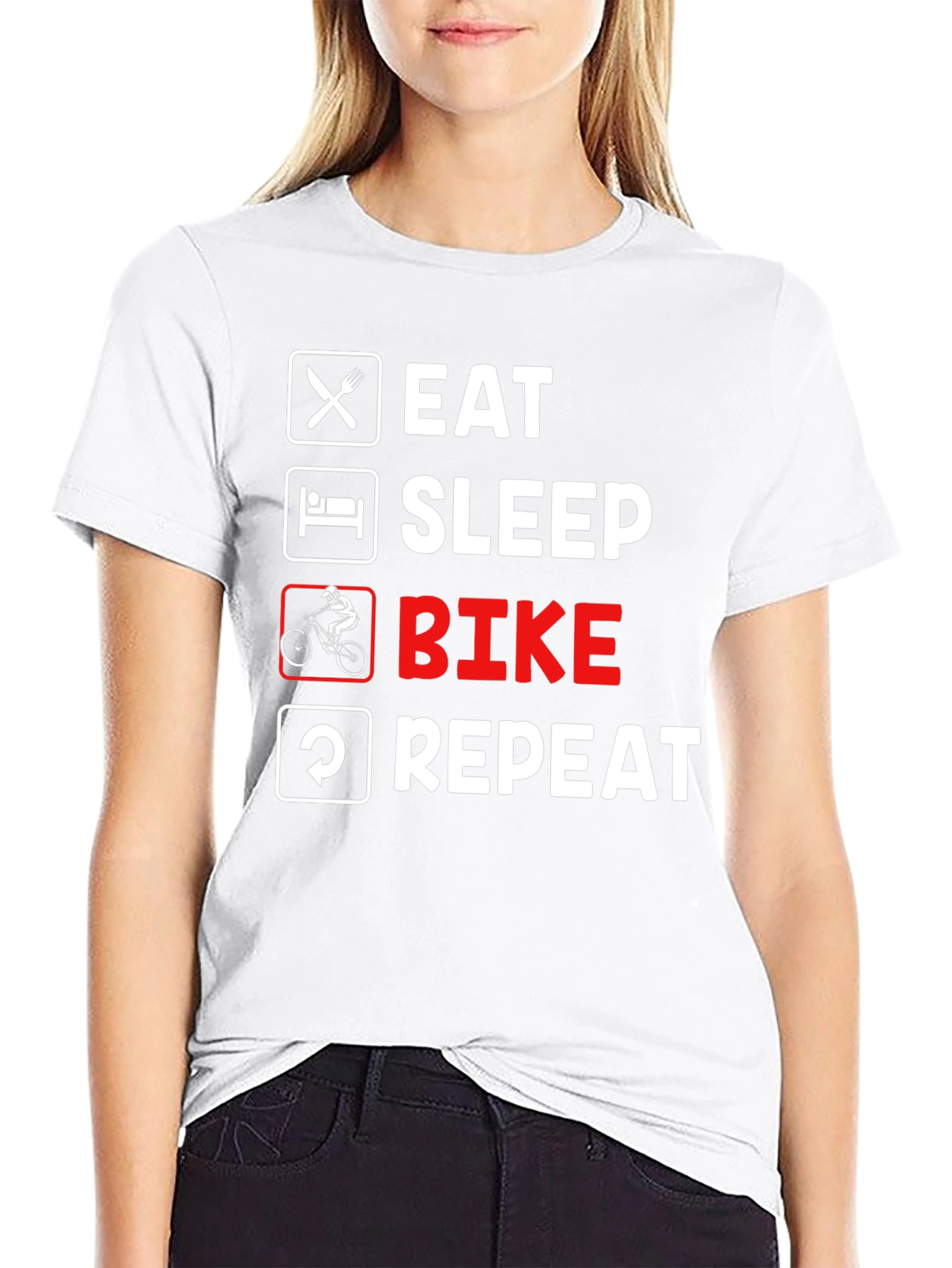 Eat Sleep Bike Repeat Black T-Shirt