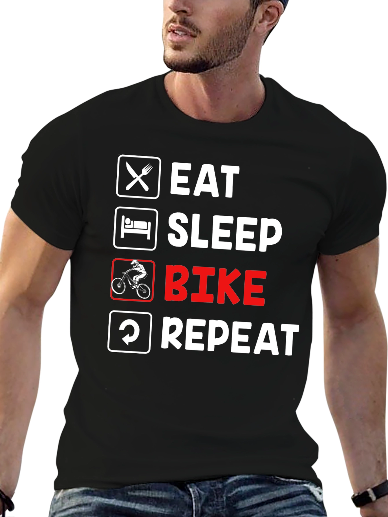 Eat Sleep Bike Repeat Black T-Shirt
