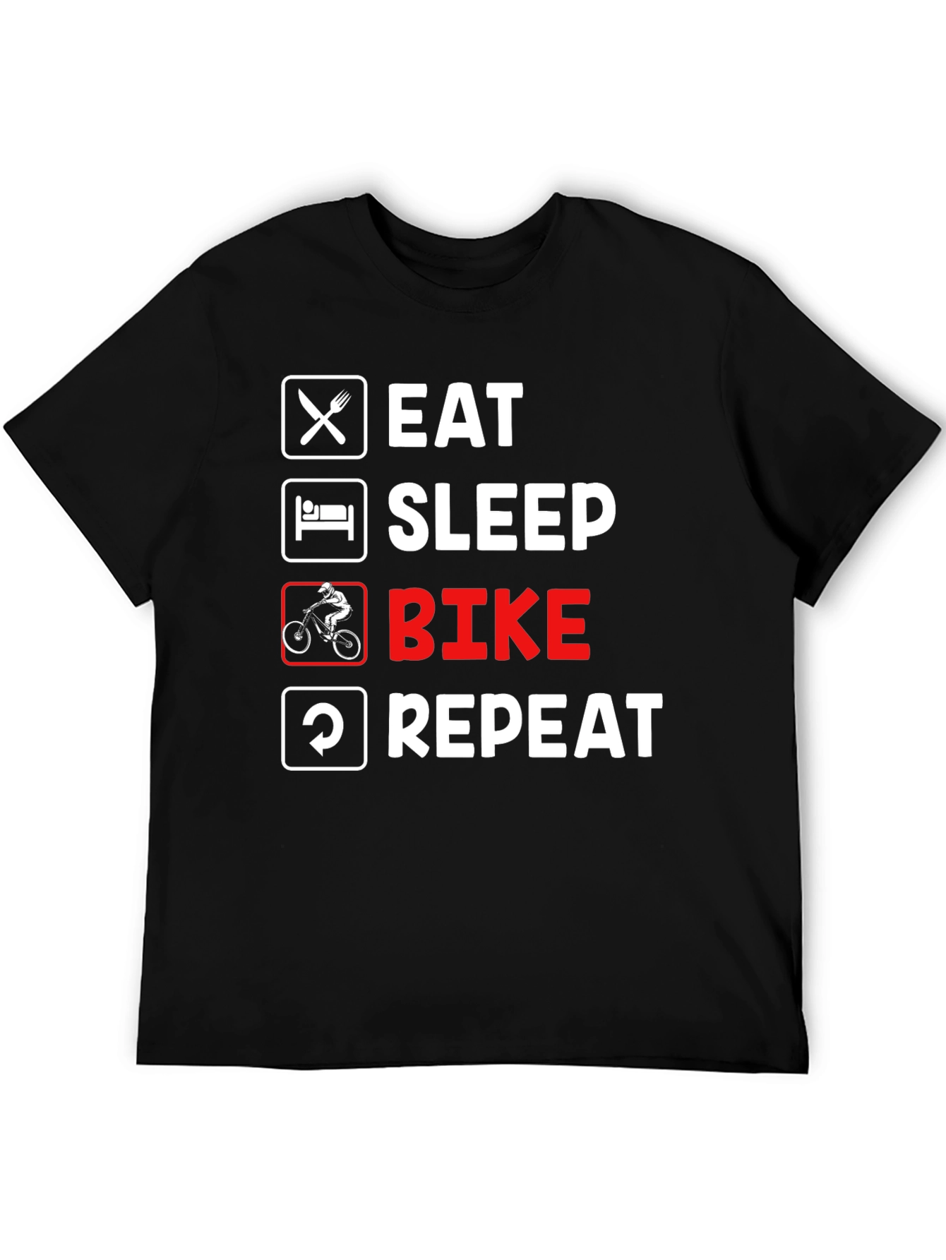 Eat Sleep Bike Repeat Black T-Shirt