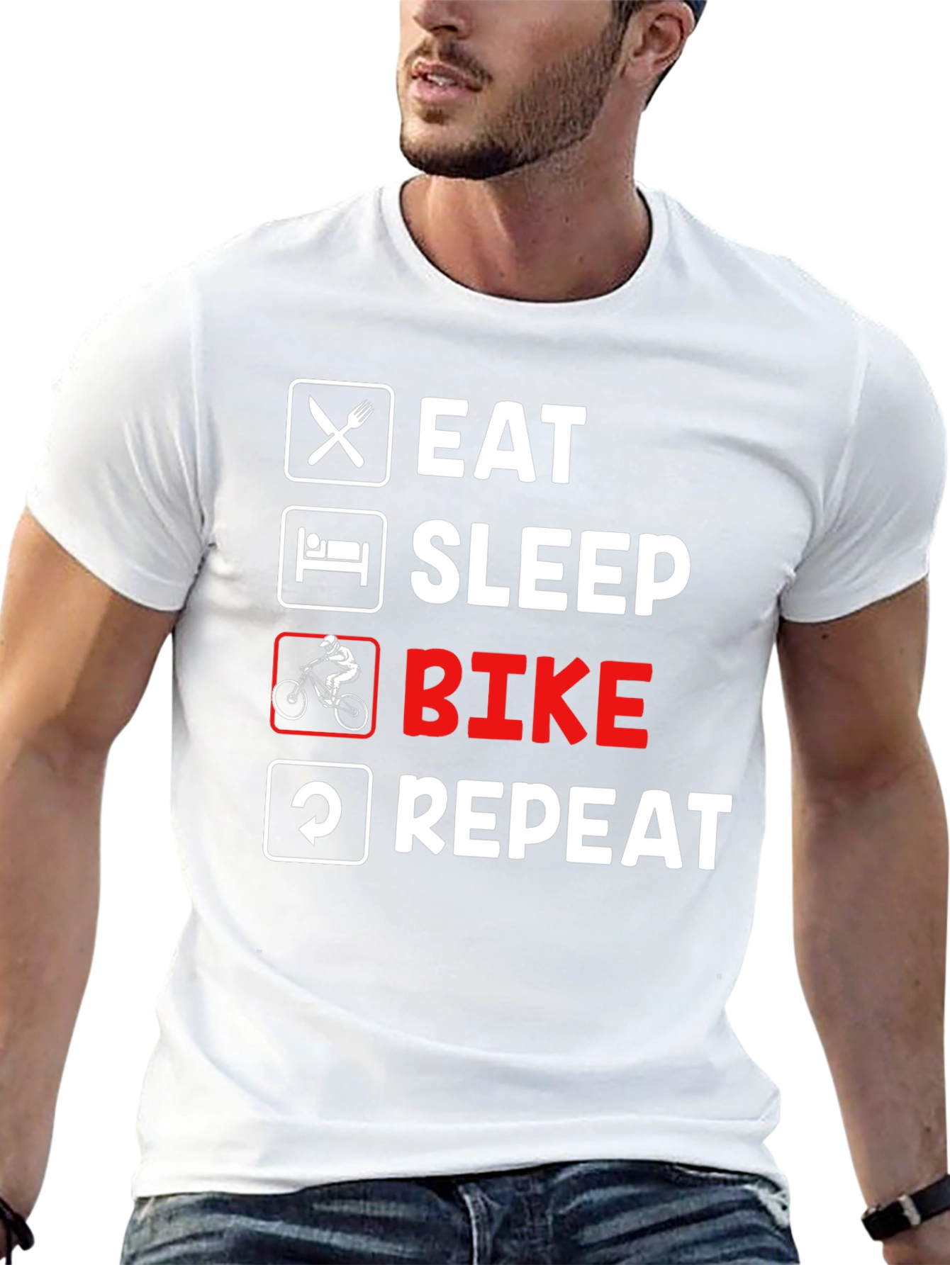 Eat Sleep Bike Repeat Black T-Shirt
