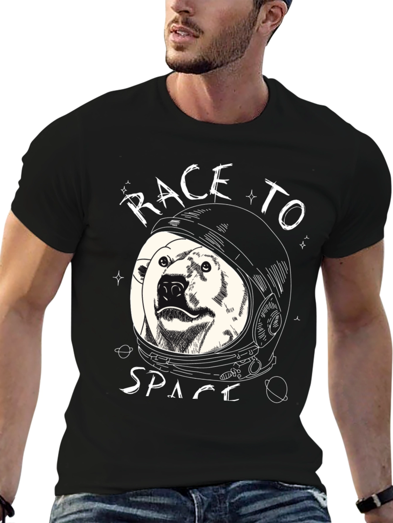 Race to Space Black Graphic Tee