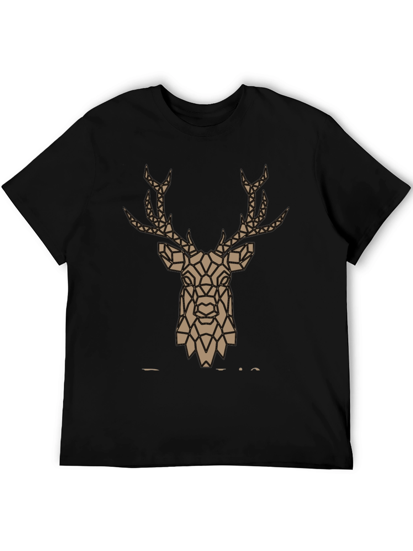 Geometric Deer Graphic Tee - Stylish Mens Black T-Shirt