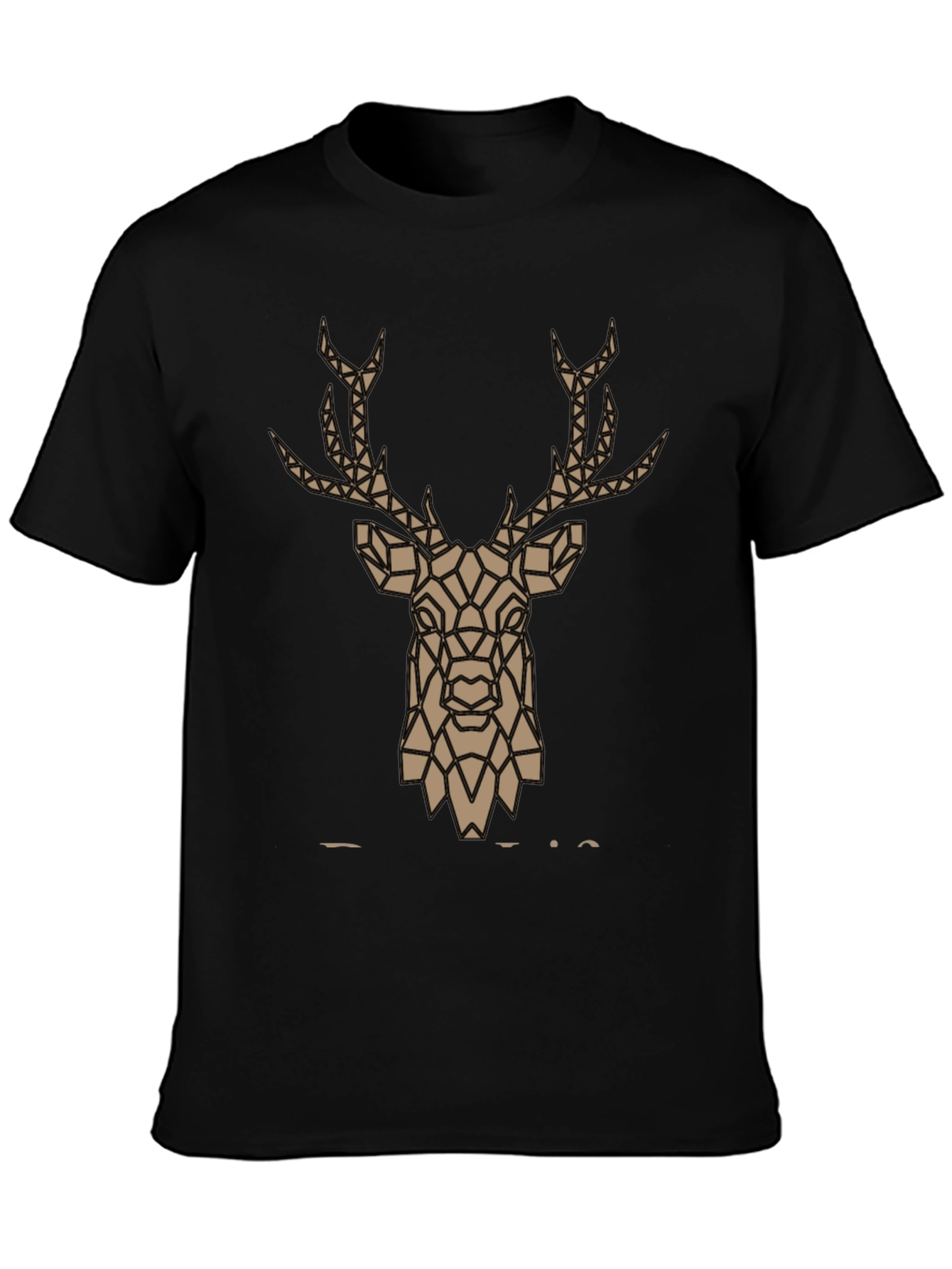 Geometric Deer Graphic Tee - Stylish Mens Black T-Shirt