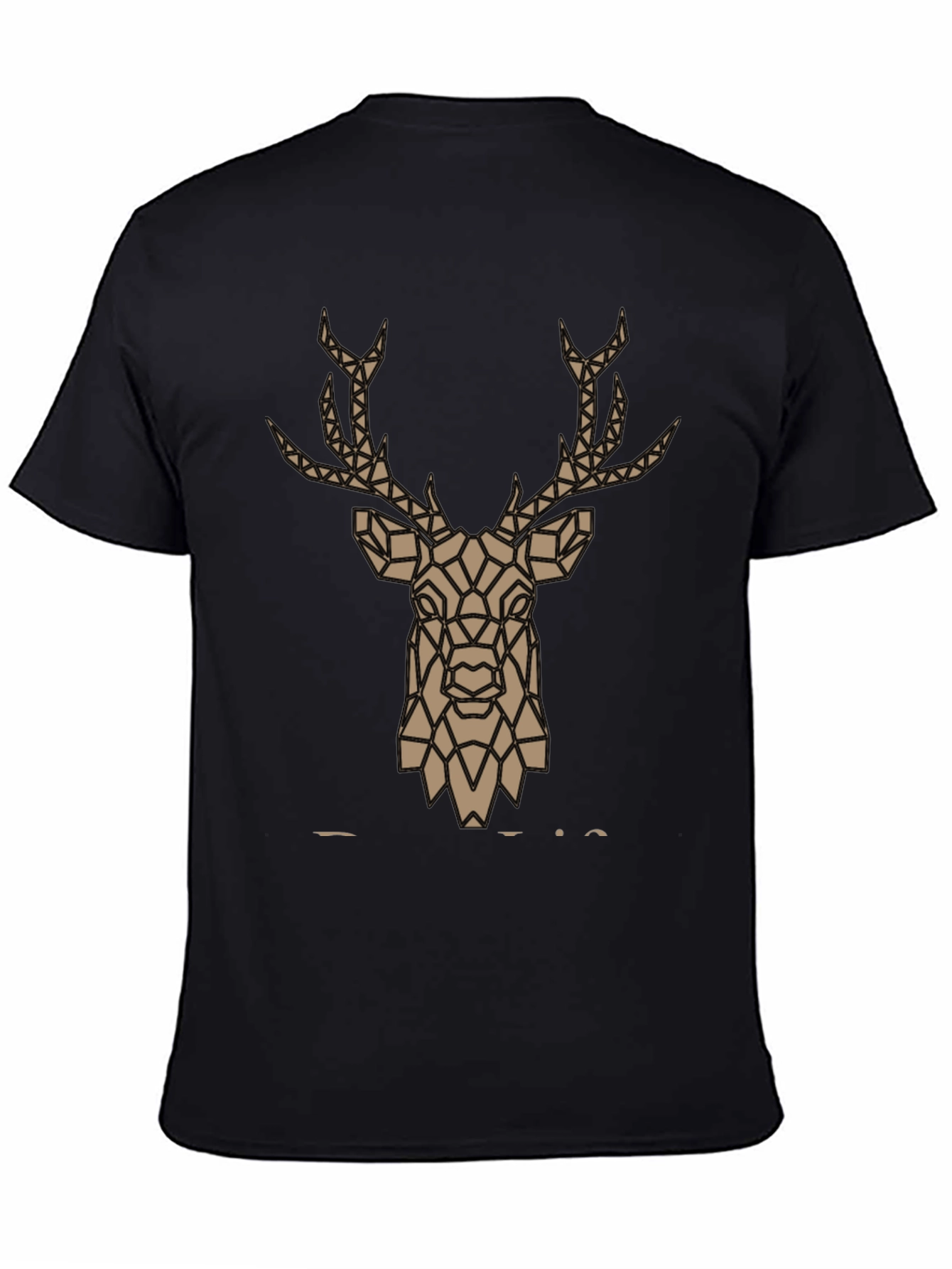 Geometric Deer Graphic Tee - Stylish Mens Black T-Shirt