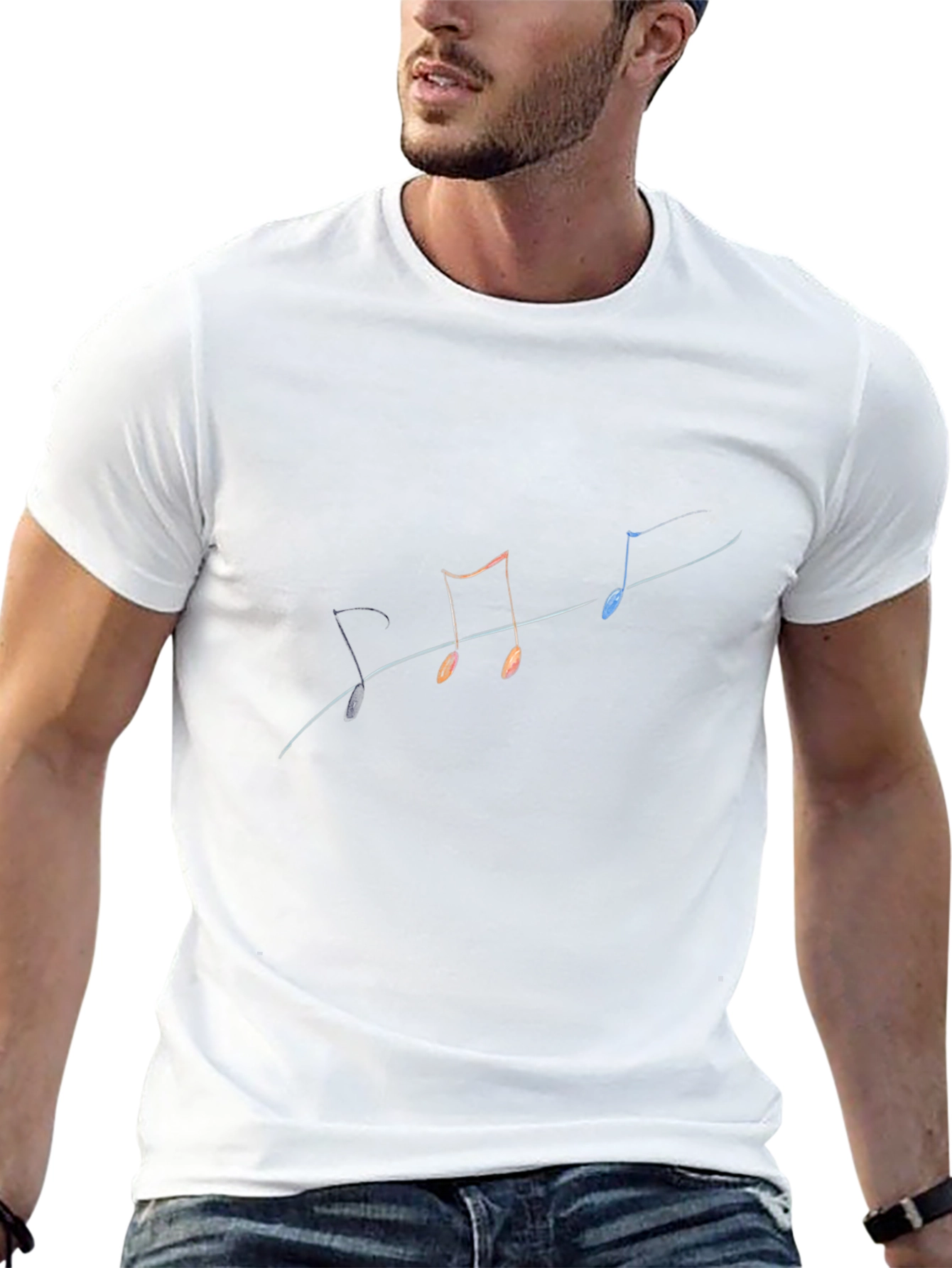 Musical Notes Mens Black T-Shirt