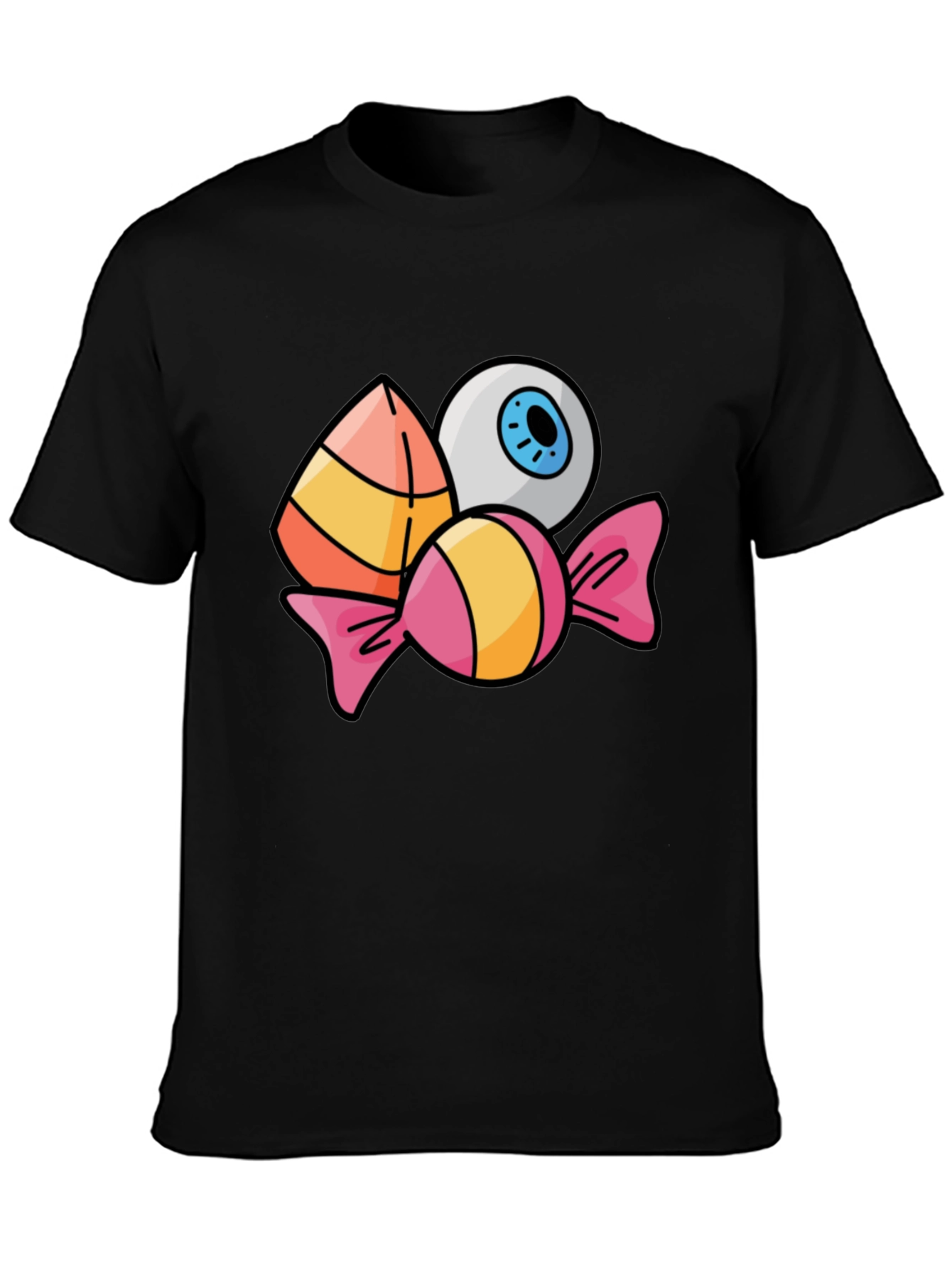 Halloween Candy & Eyeball Graphic Tee - Black
