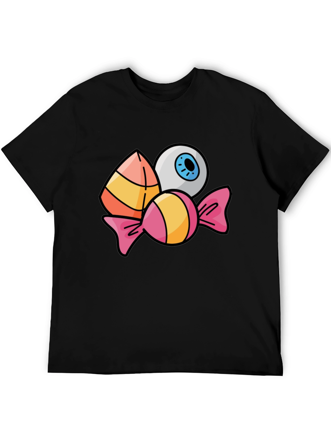 Halloween Candy & Eyeball Graphic Tee - Black