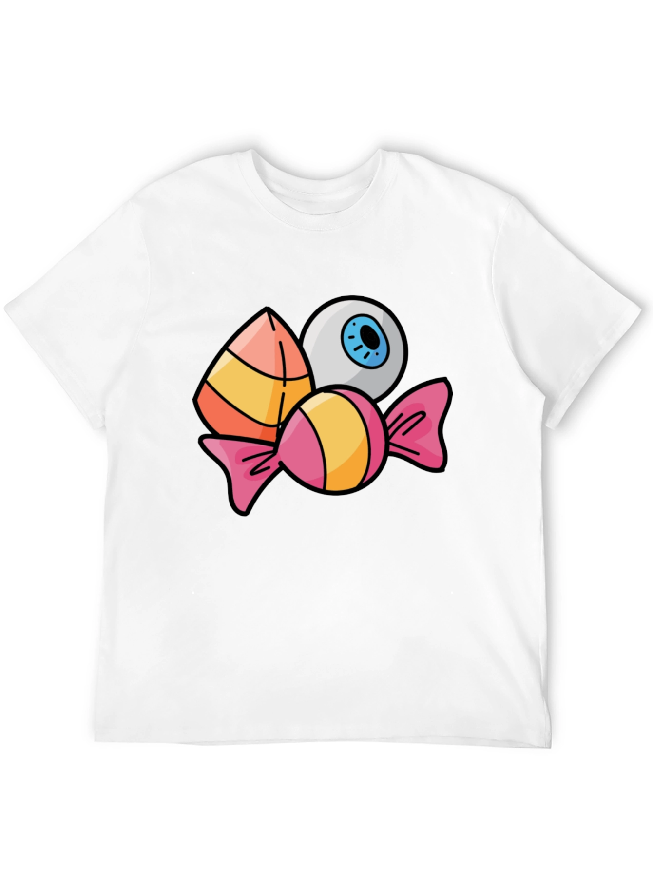Halloween Candy & Eyeball Graphic Tee - Black