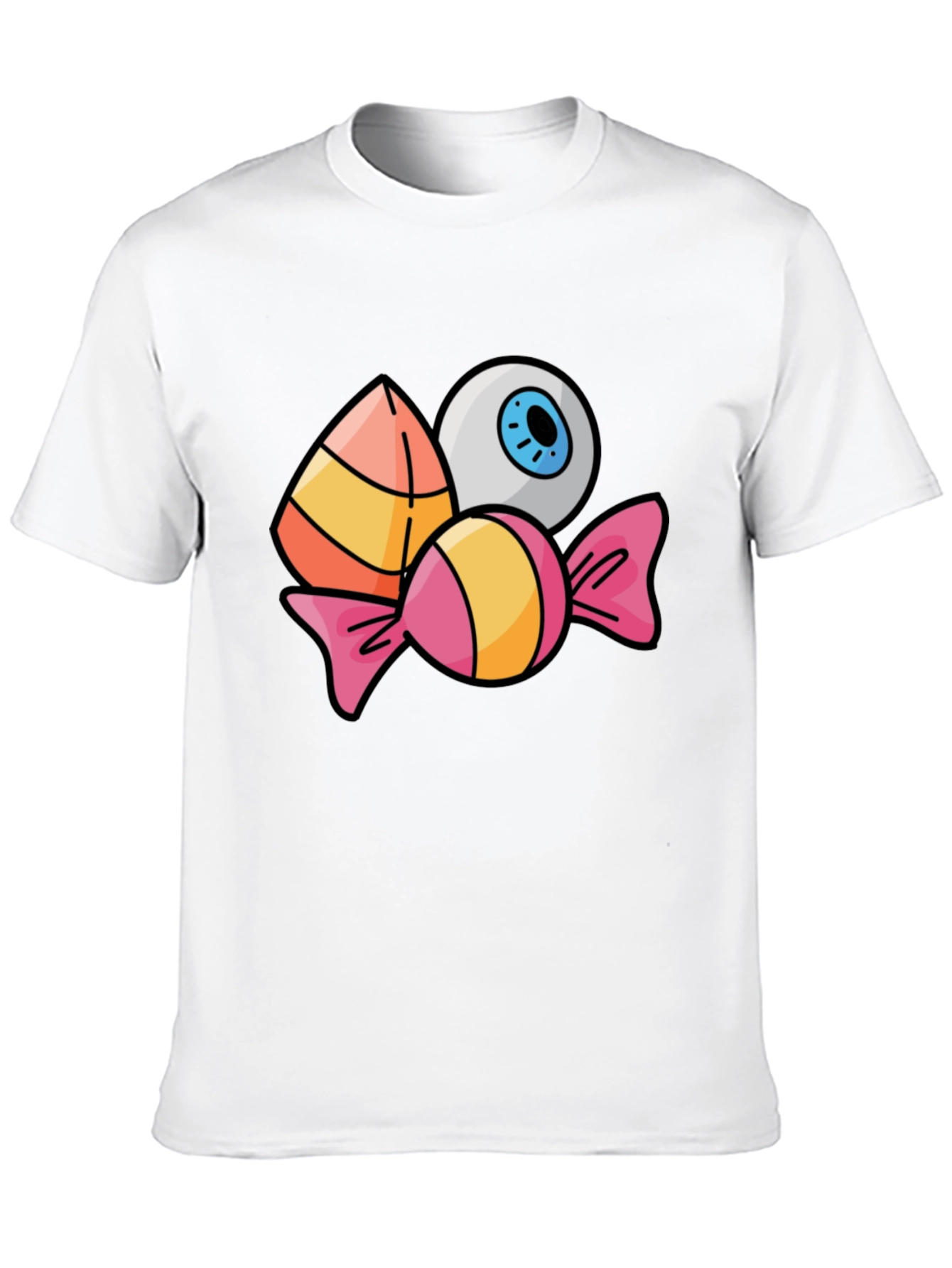 Halloween Candy & Eyeball Graphic Tee - Black